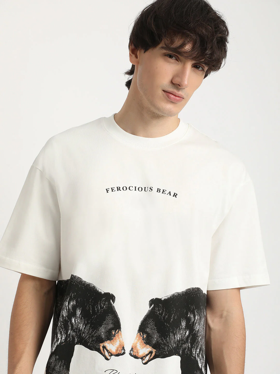 Men White Oversized Fit Round Neck T-shirt - Image 6