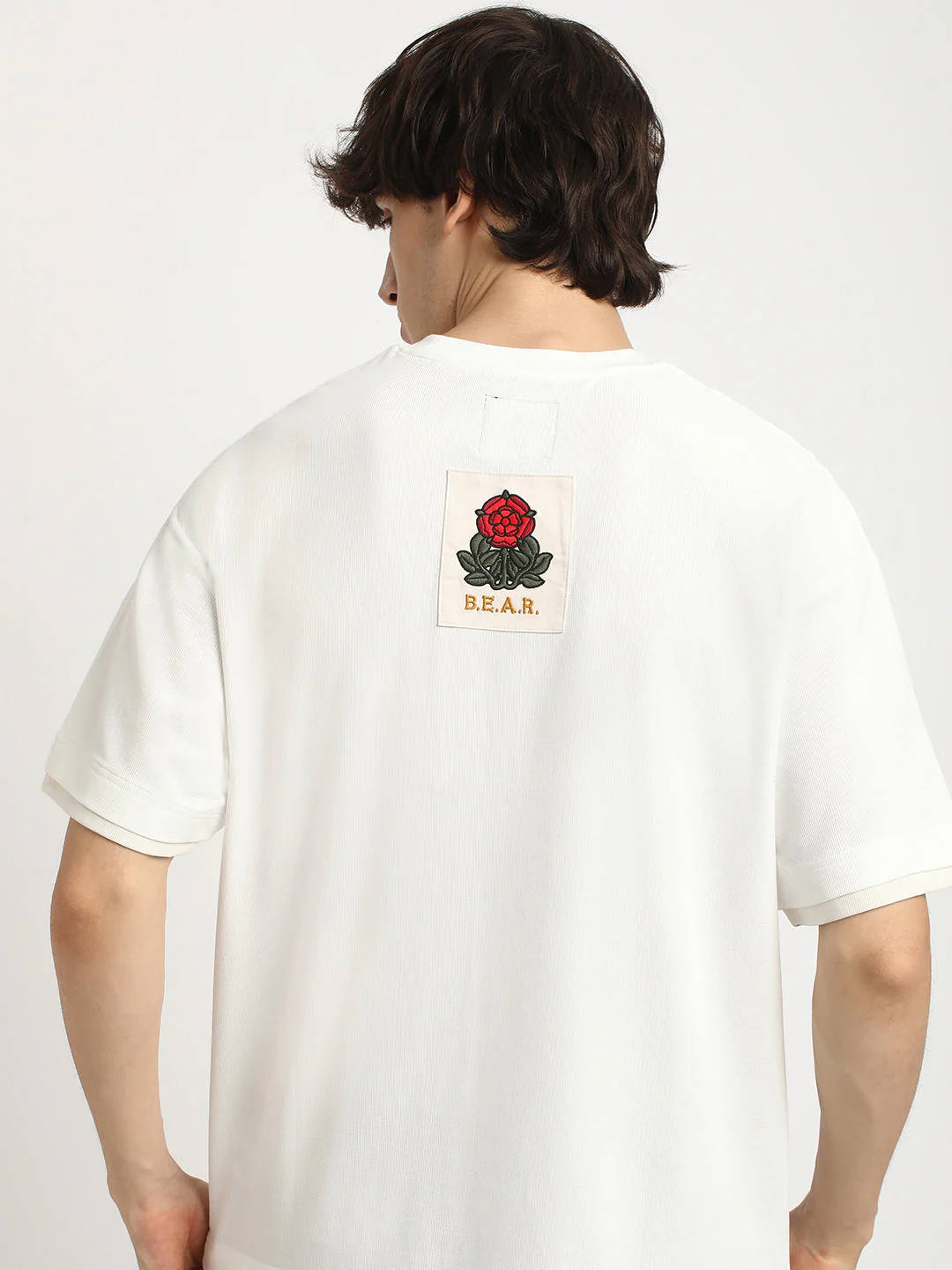 Men White Oversized Fit Round Neck T-shirt - Image 2