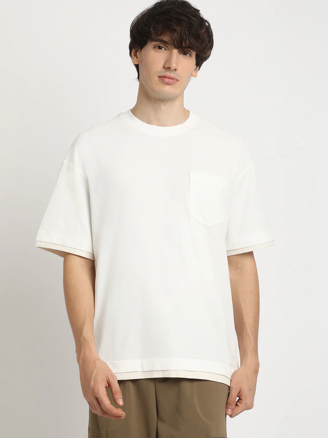 Men White Oversized Fit Round Neck T-shirt - Image 3