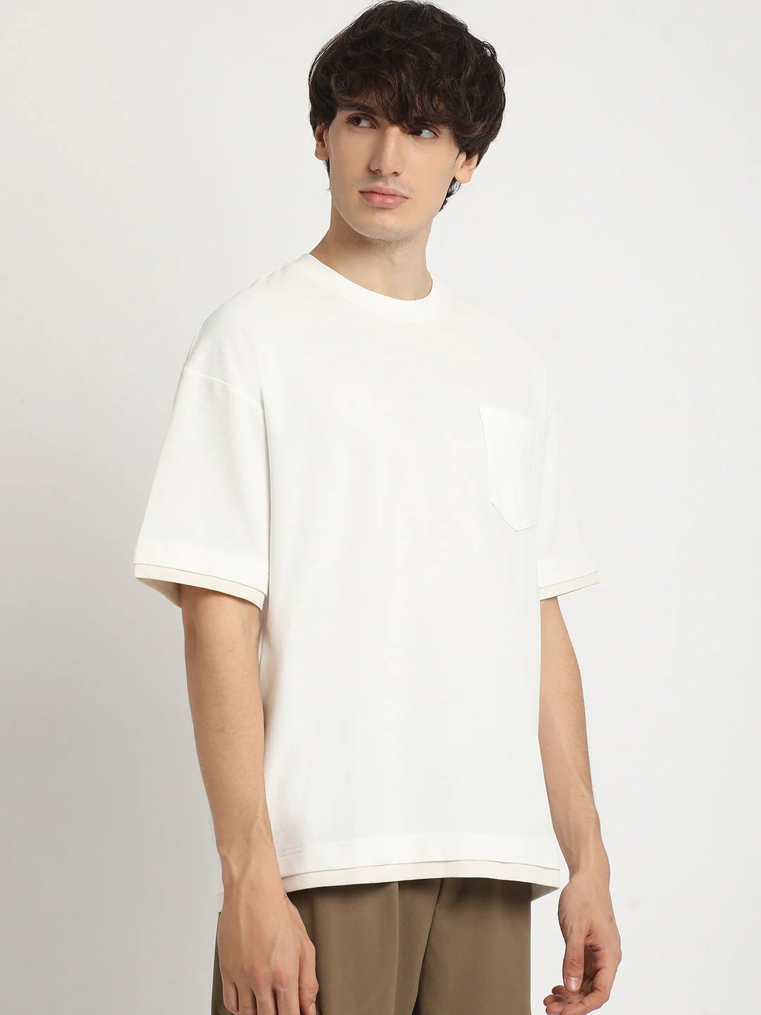 Men White Oversized Fit Round Neck T-shirt - Image 4