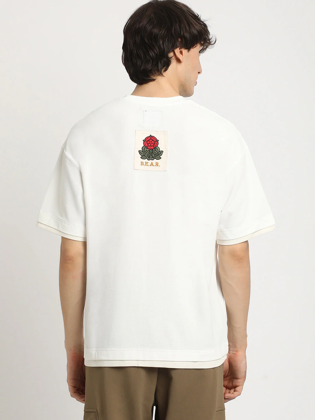 Men White Oversized Fit Round Neck T-shirt - Image 5