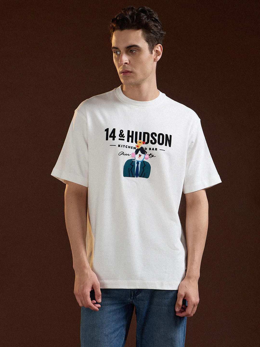 Men White Oversized Graphic Print T-Shirt - Image 6