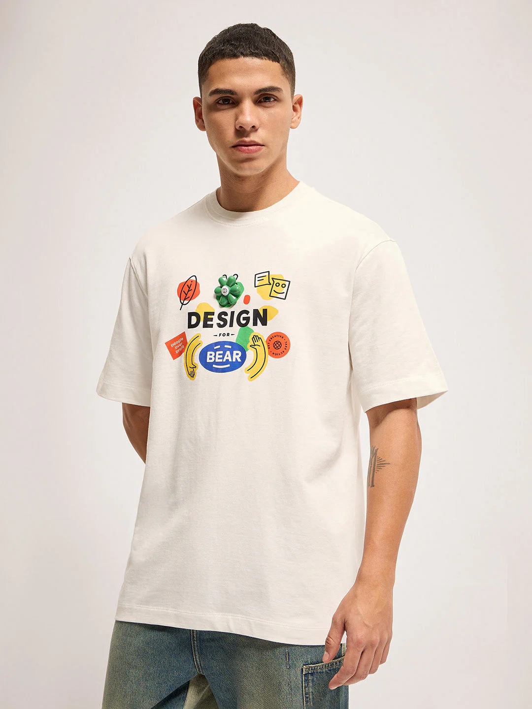 Men White Oversized Graphic T-Shirt - Image 3