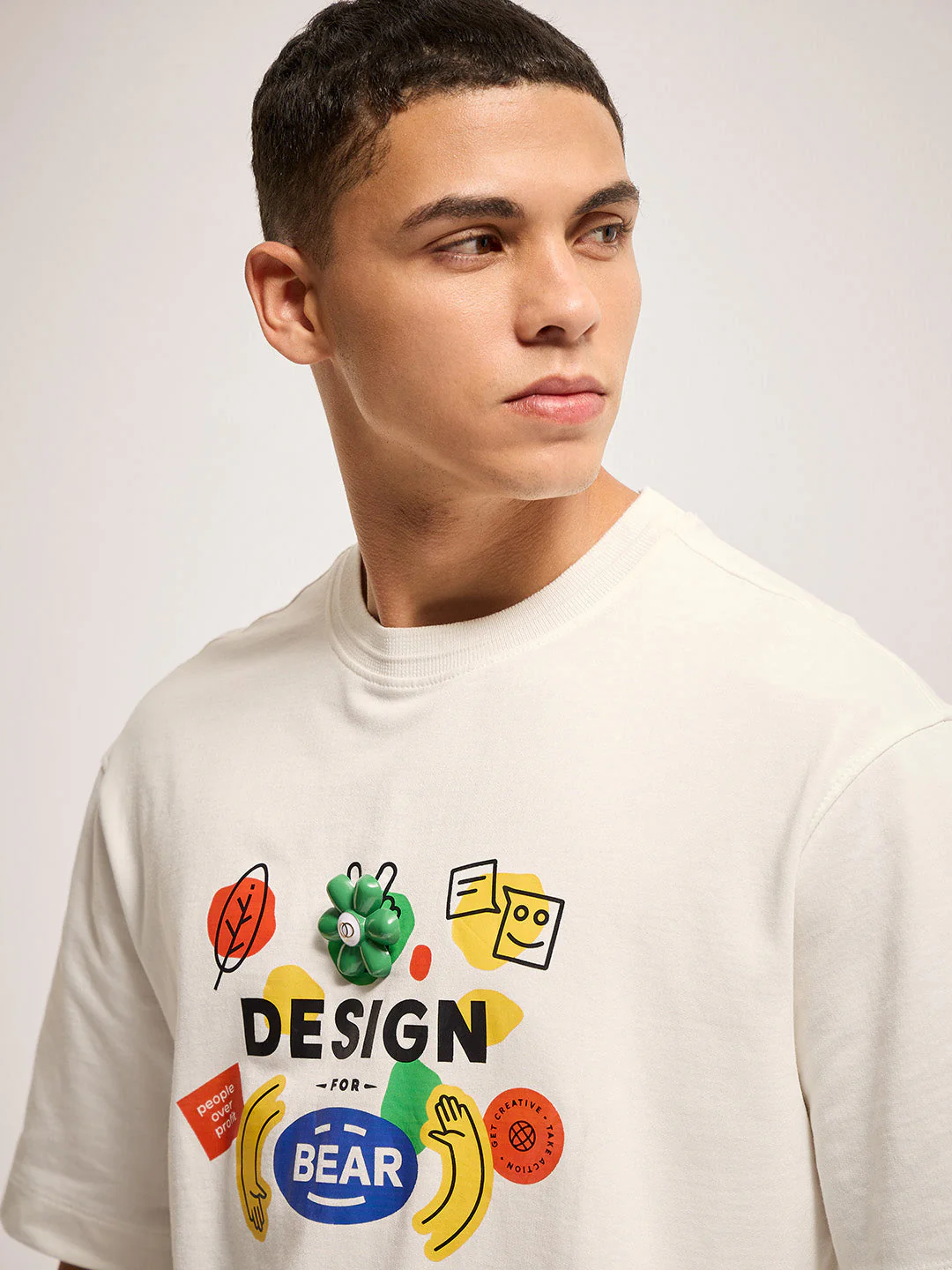 Men White Oversized Graphic T-Shirt - Image 4