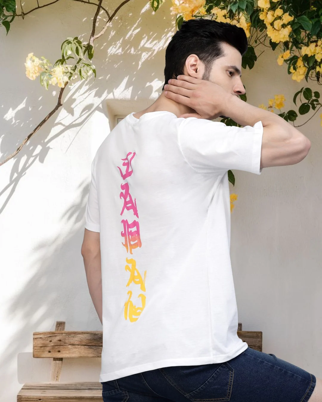 Men White Oversized Printed T-shirt - Image 2