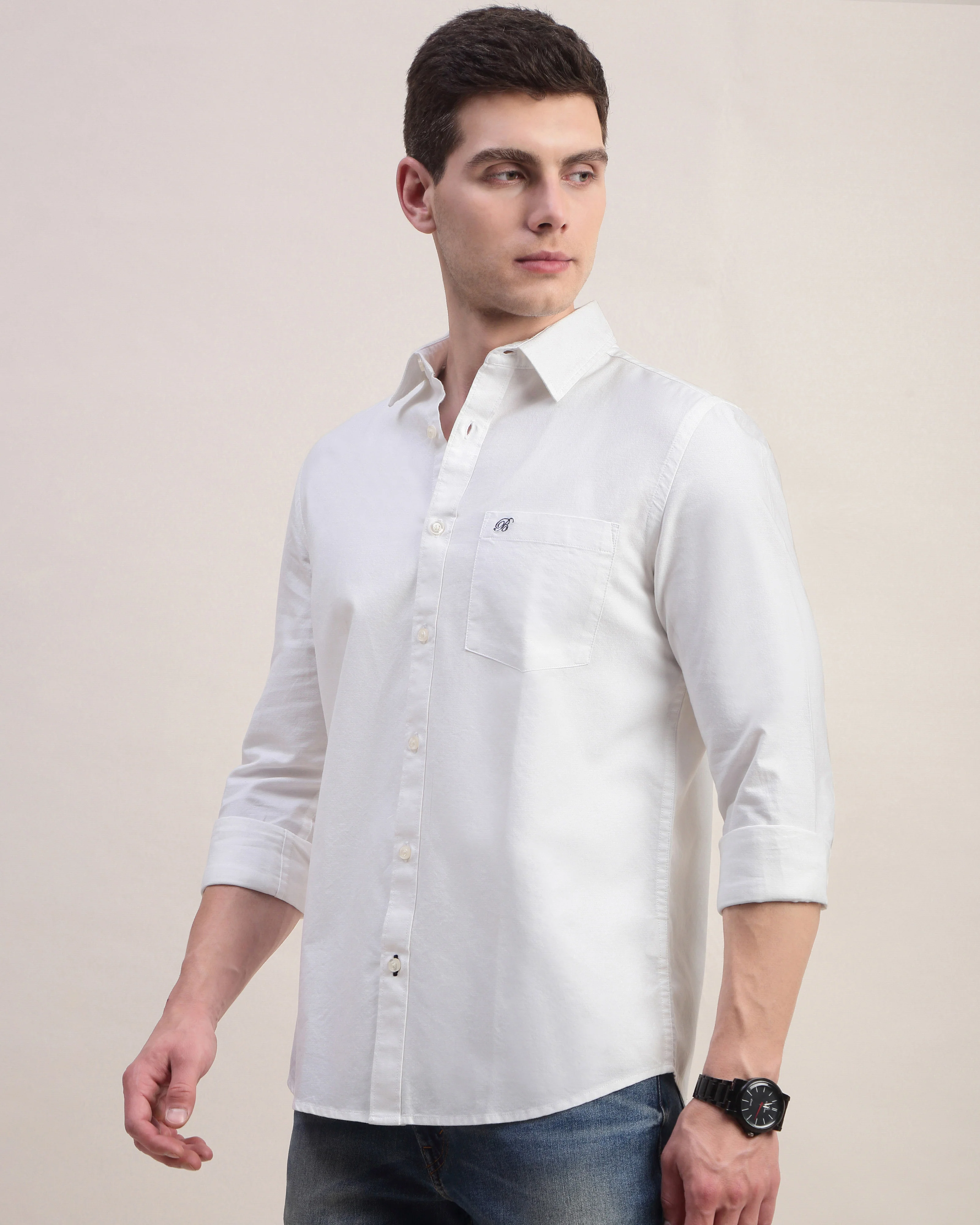Men White Oxford Shirt - Image 2