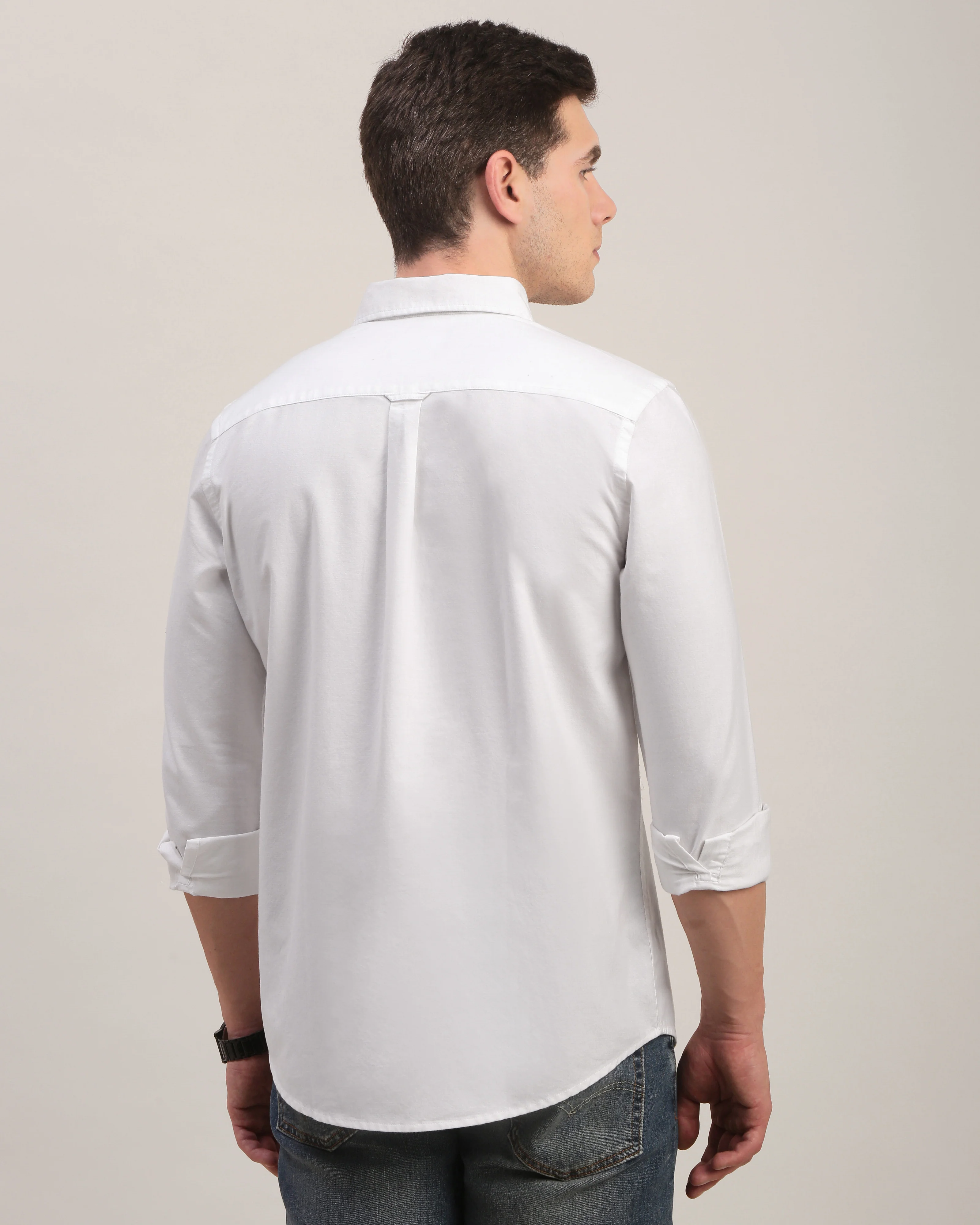 Men White Oxford Shirt - Image 3