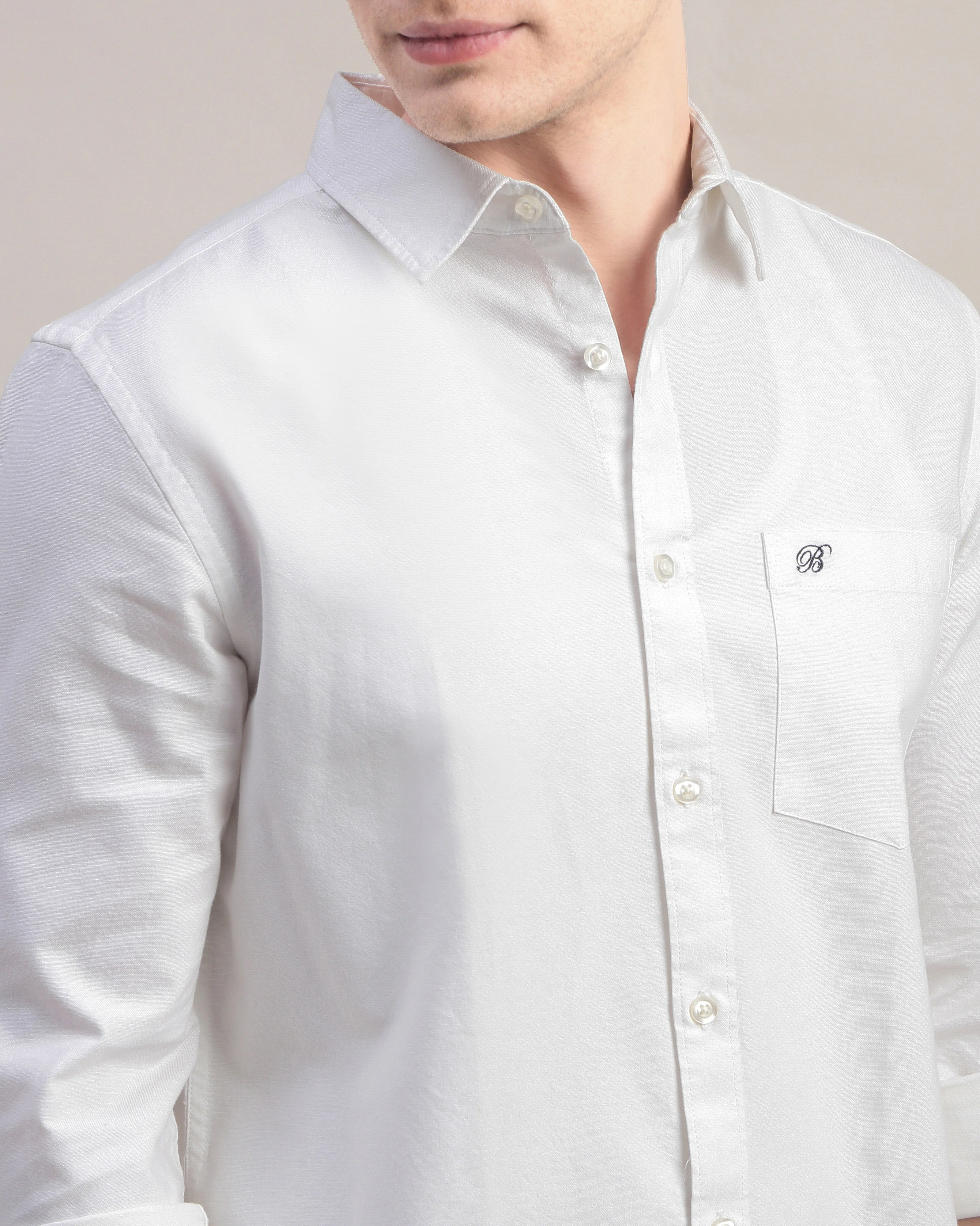 Men White Oxford Shirt - Image 4