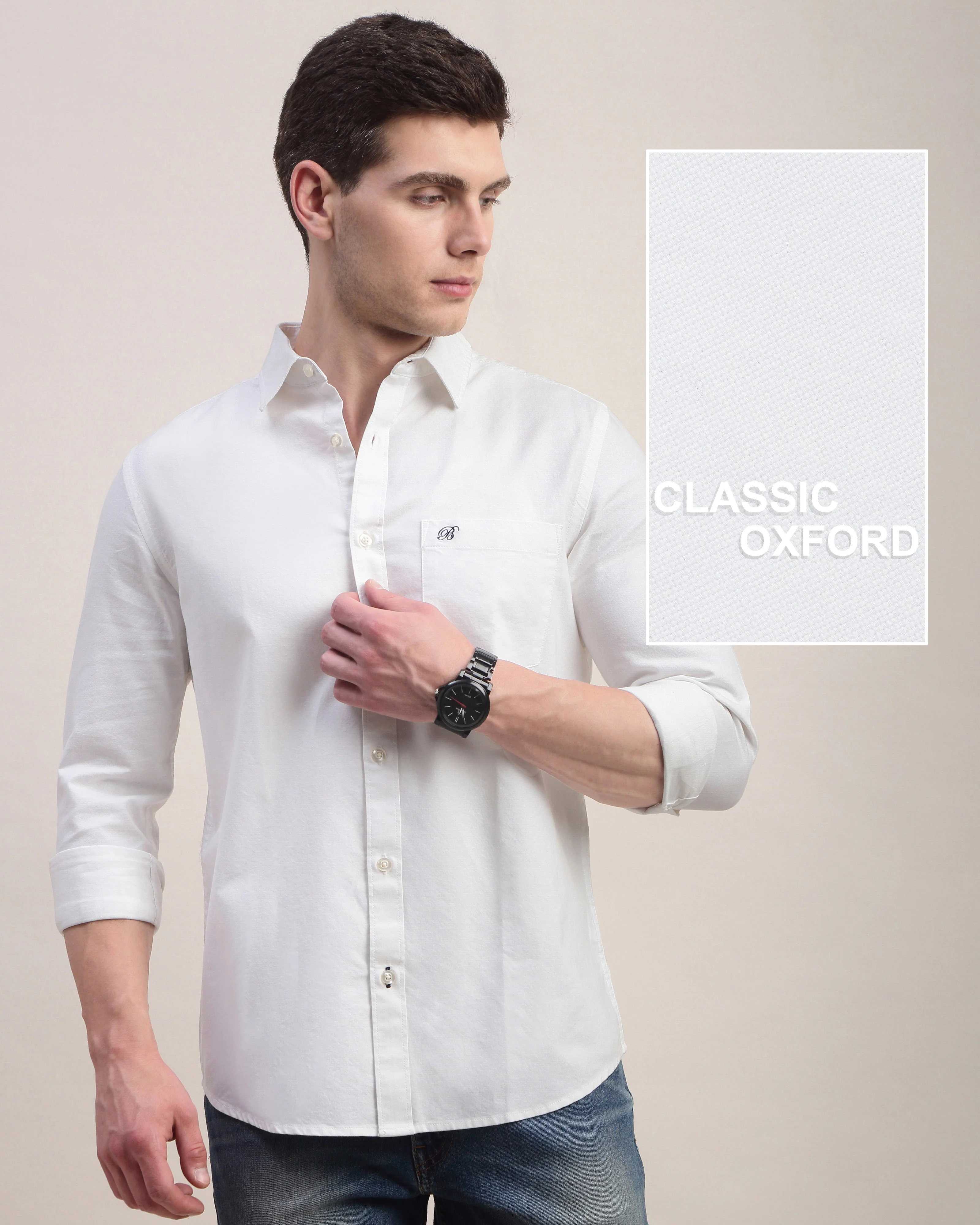 Men White Oxford Shirt - Image 8