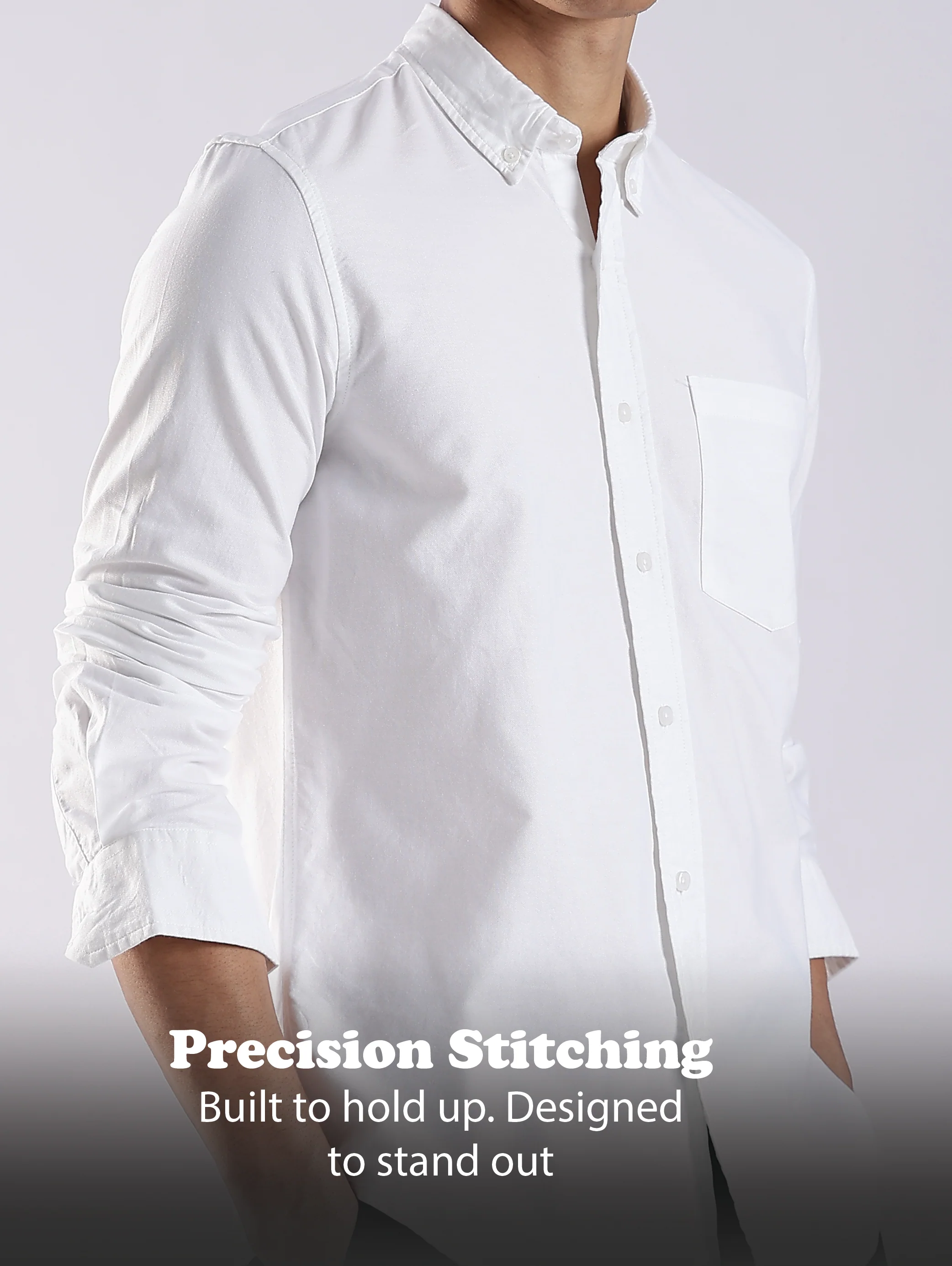 Men White Oxford Solid Shirt - Image 11