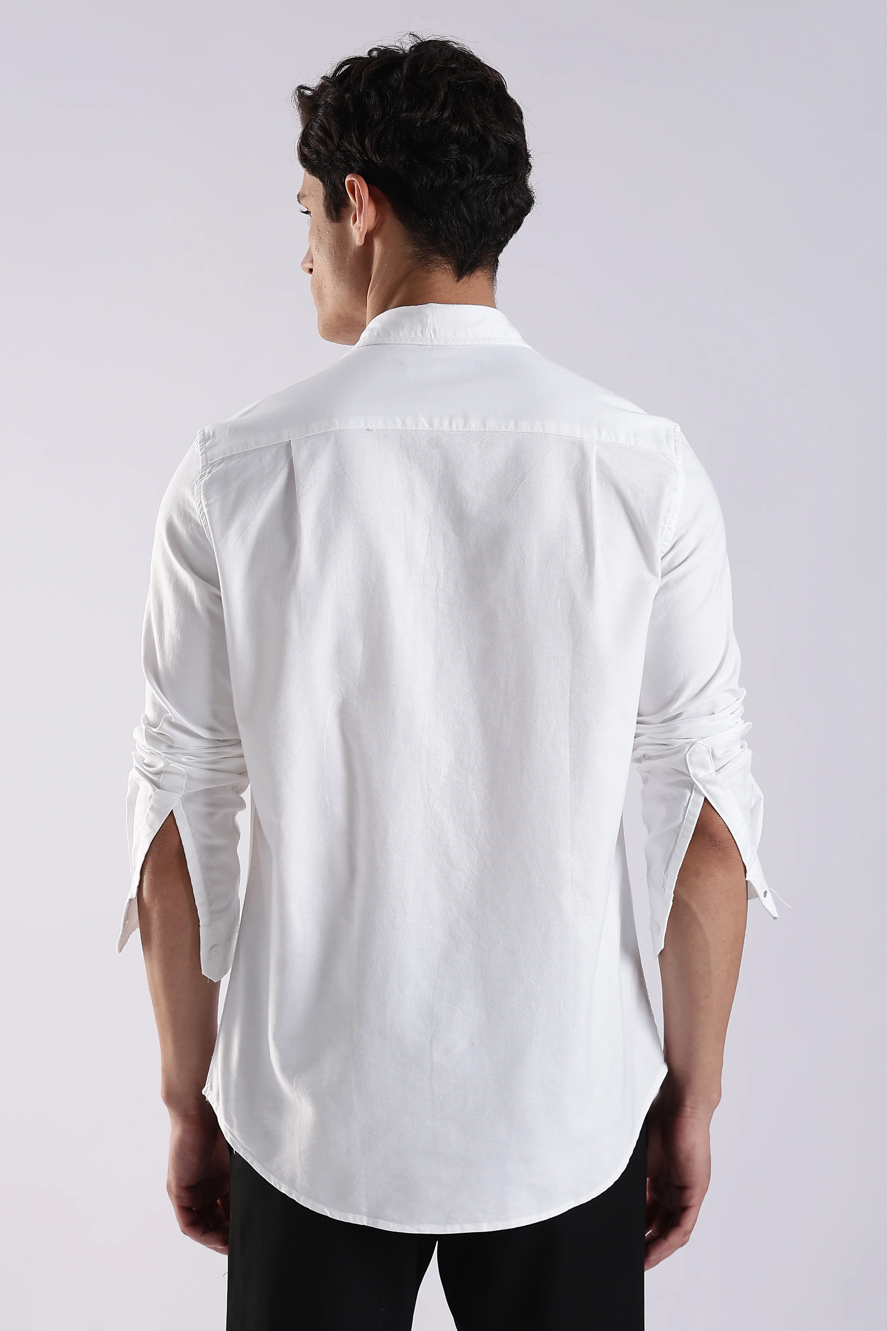 Men White Oxford Solid Shirt - Image 2
