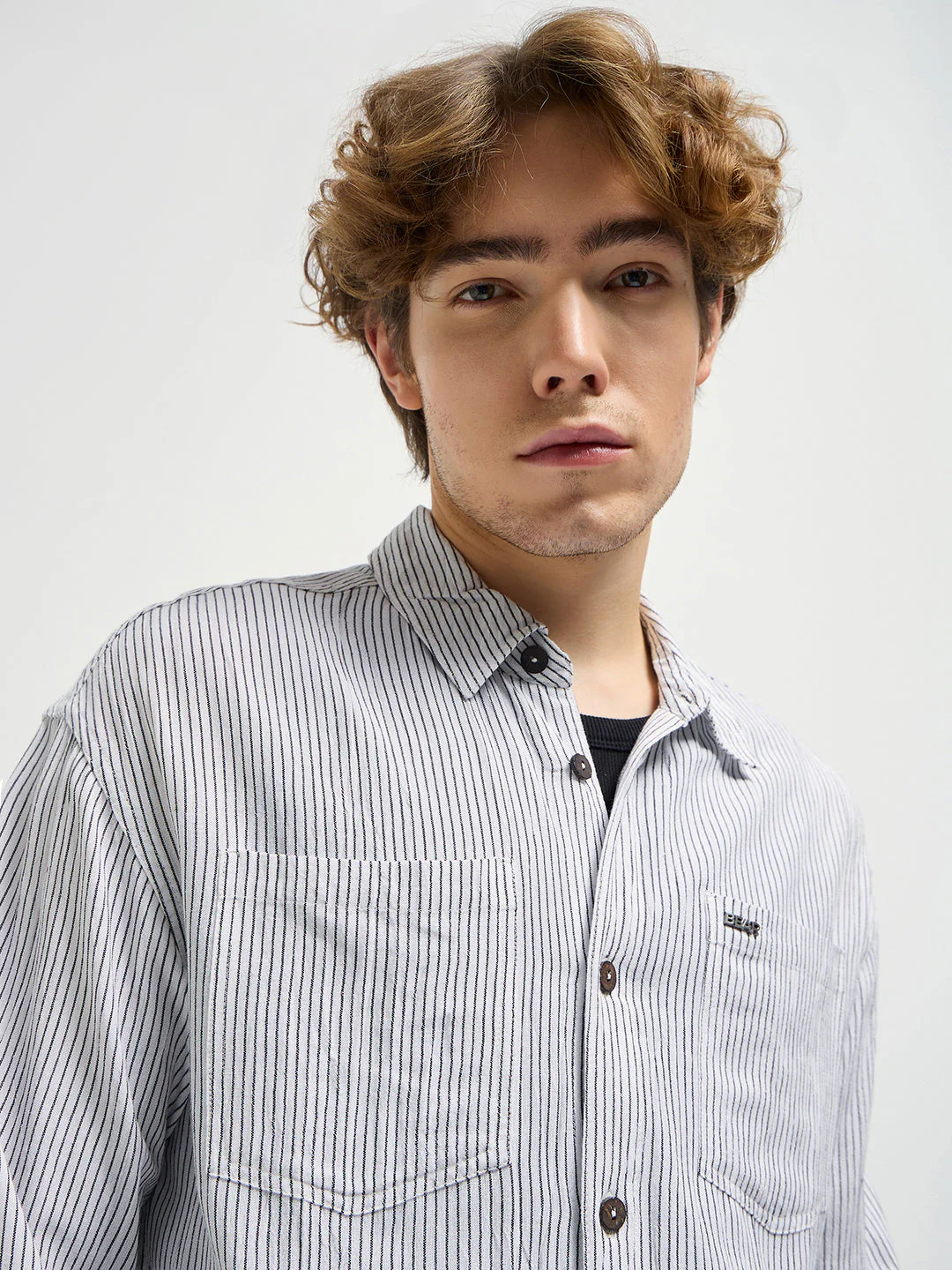 Men White Pinstripes Regular Fit Casual Shirt - Image 5