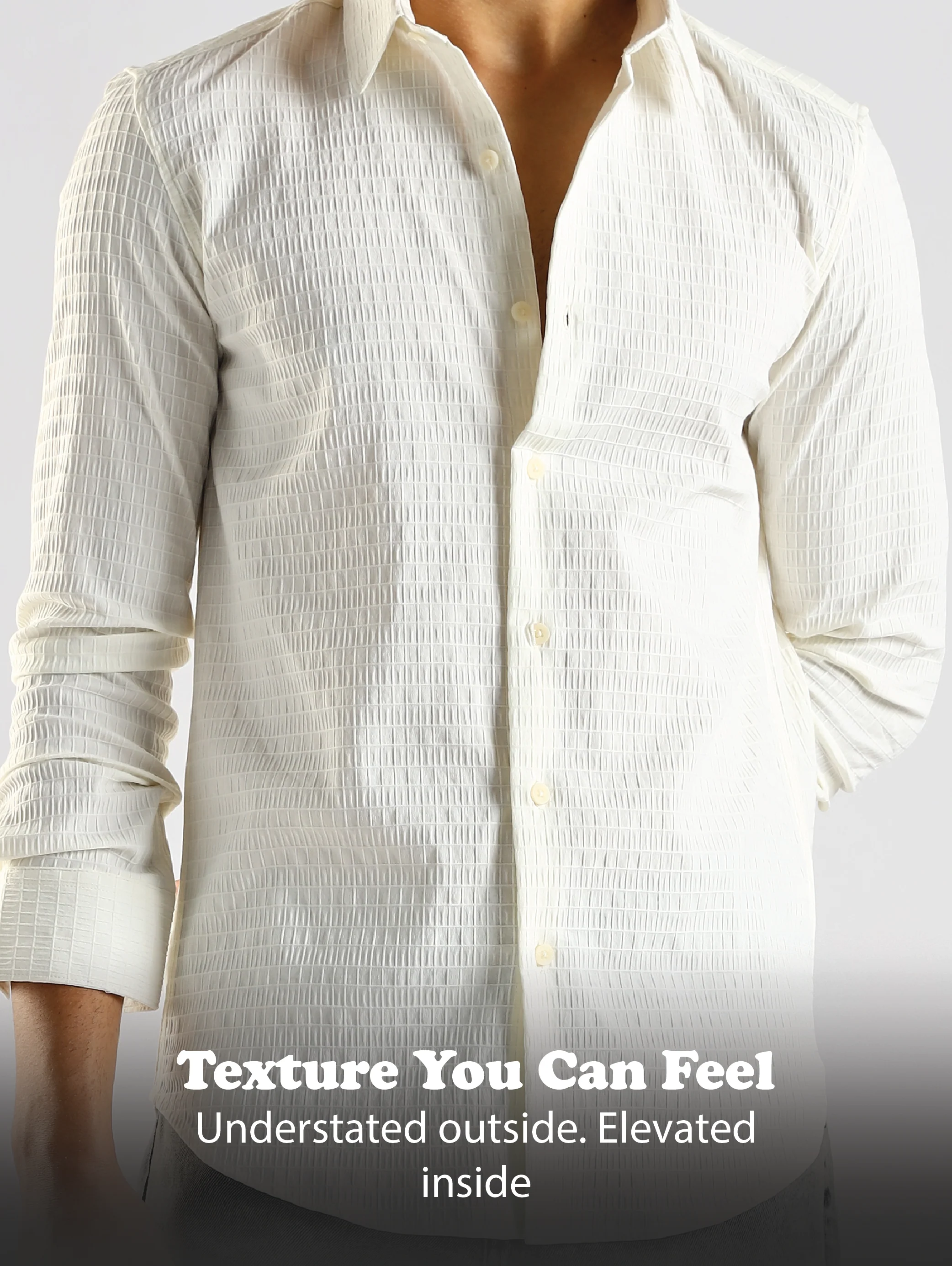 Men White Poly Blend Slim Fit Shirt - Image 13