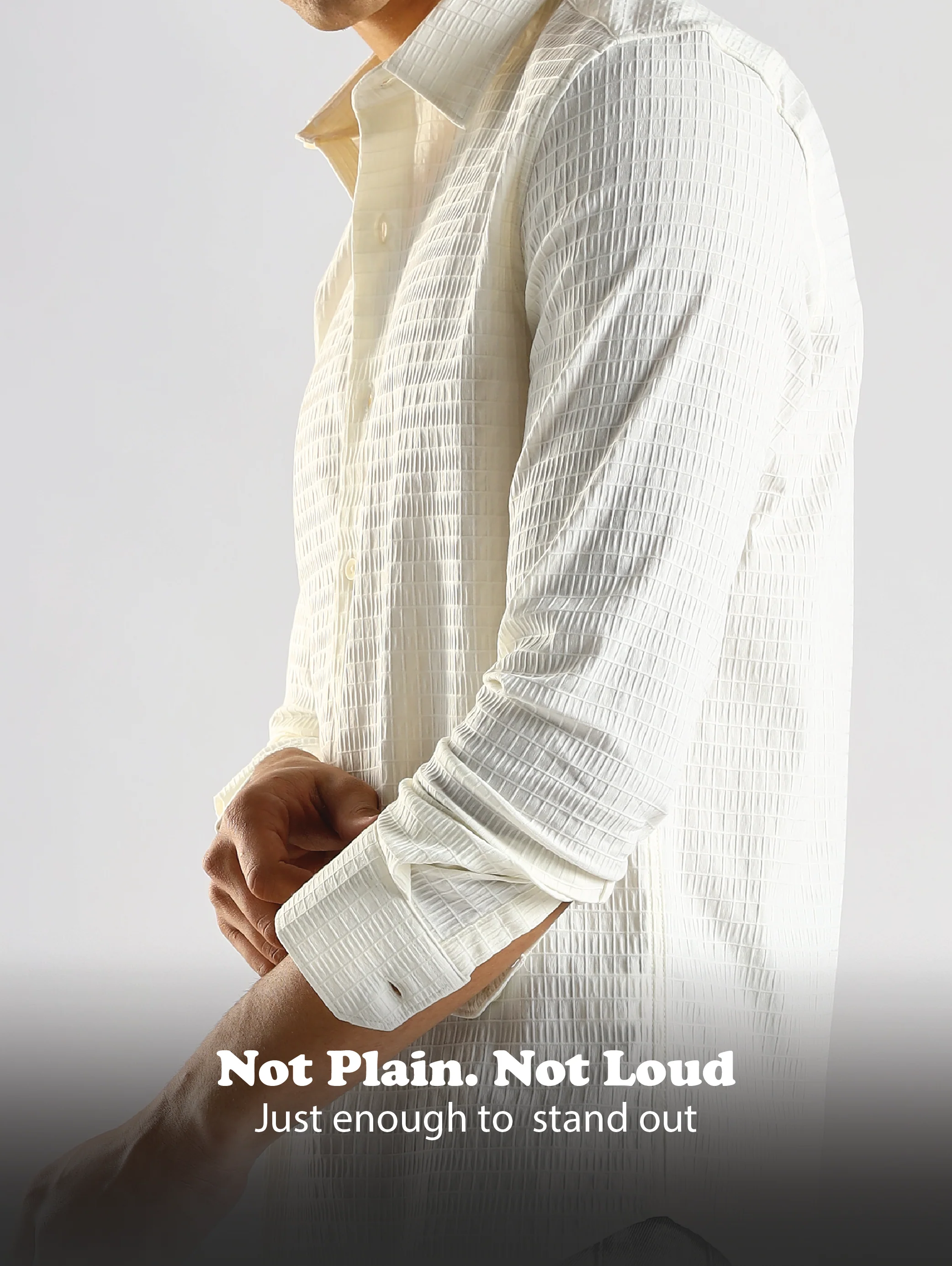 Men White Poly Blend Slim Fit Shirt - Image 15