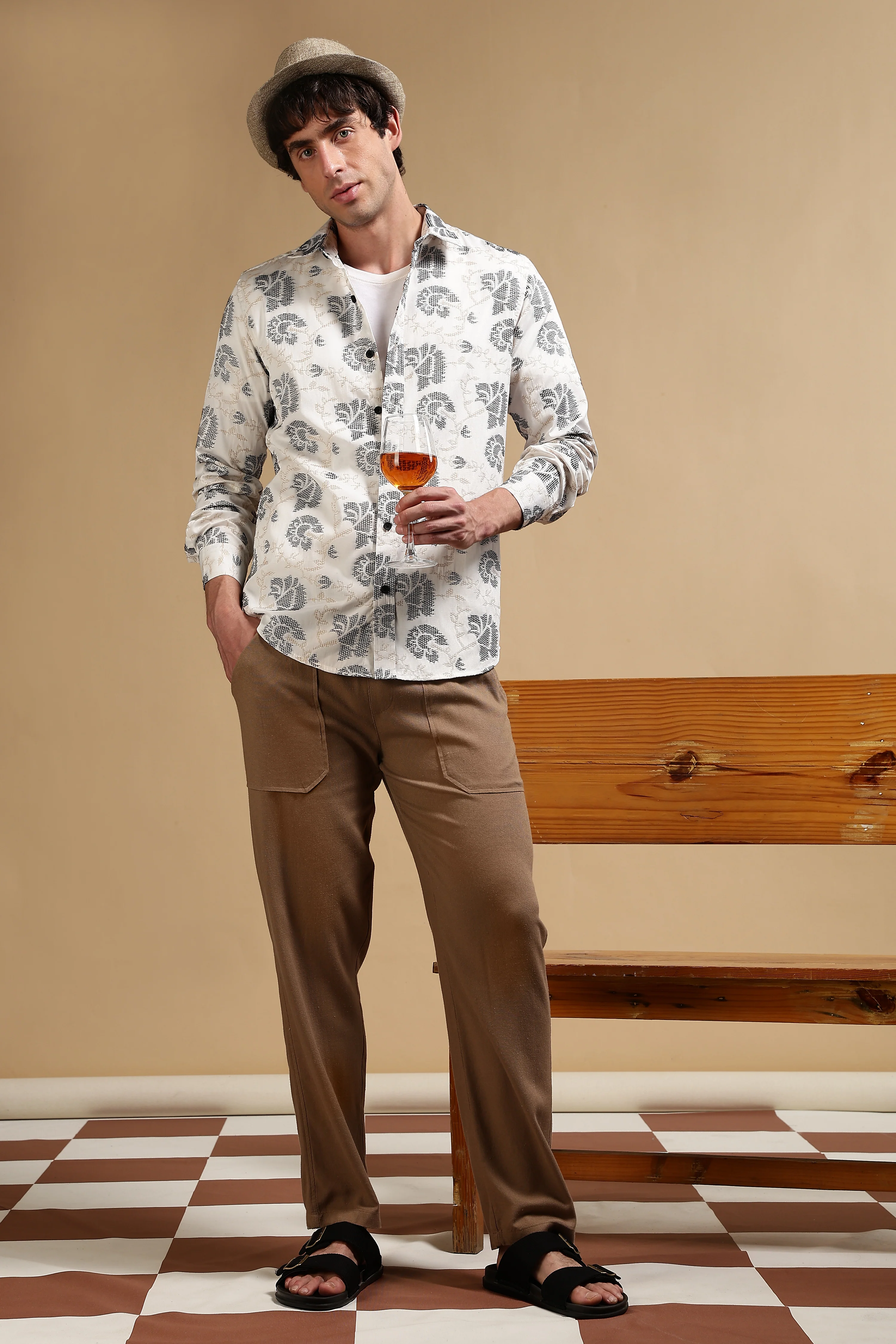 Men White Poly Cotton Slim Fit Shirt - Image 2