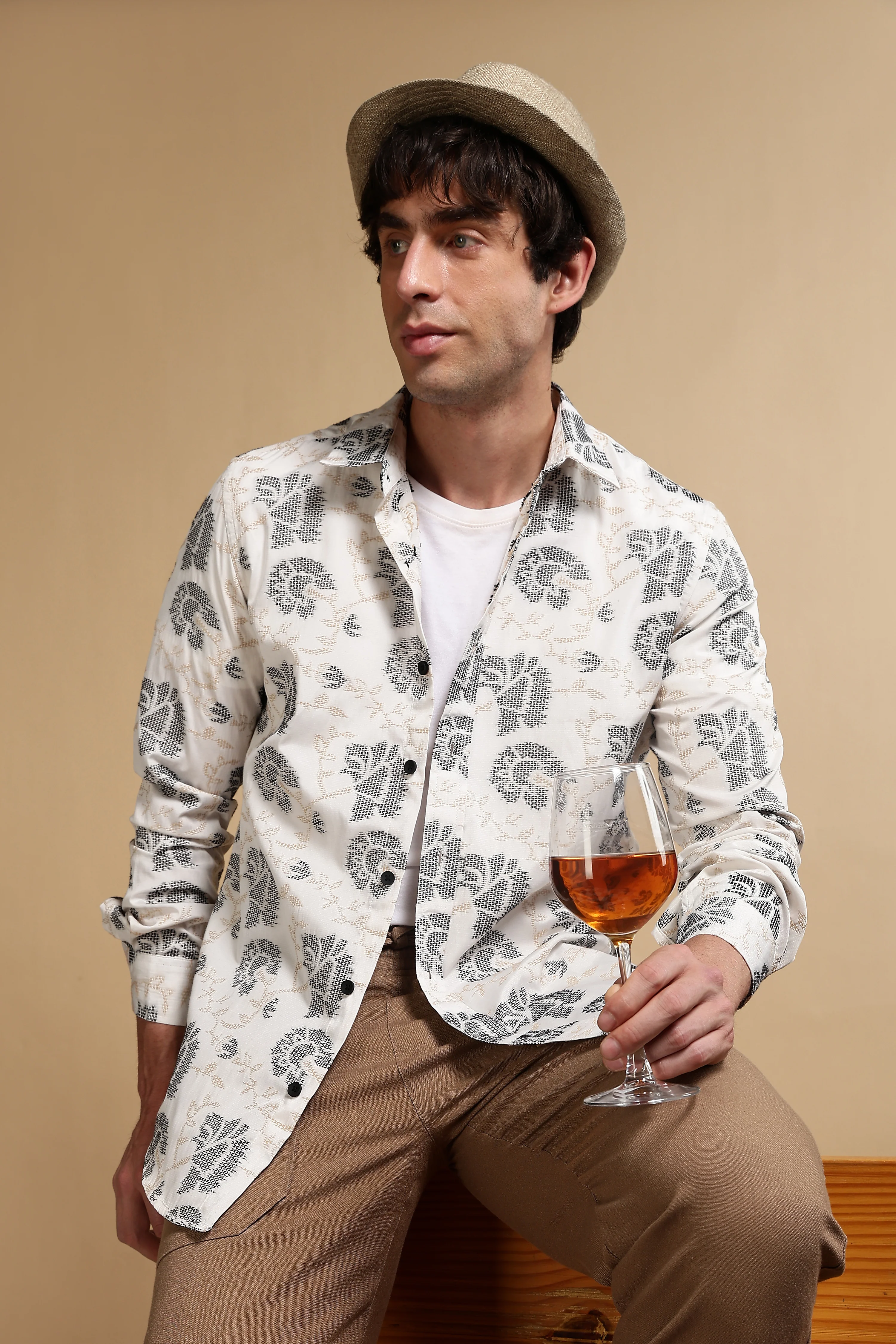 Men White Poly Cotton Slim Fit Shirt - Image 5