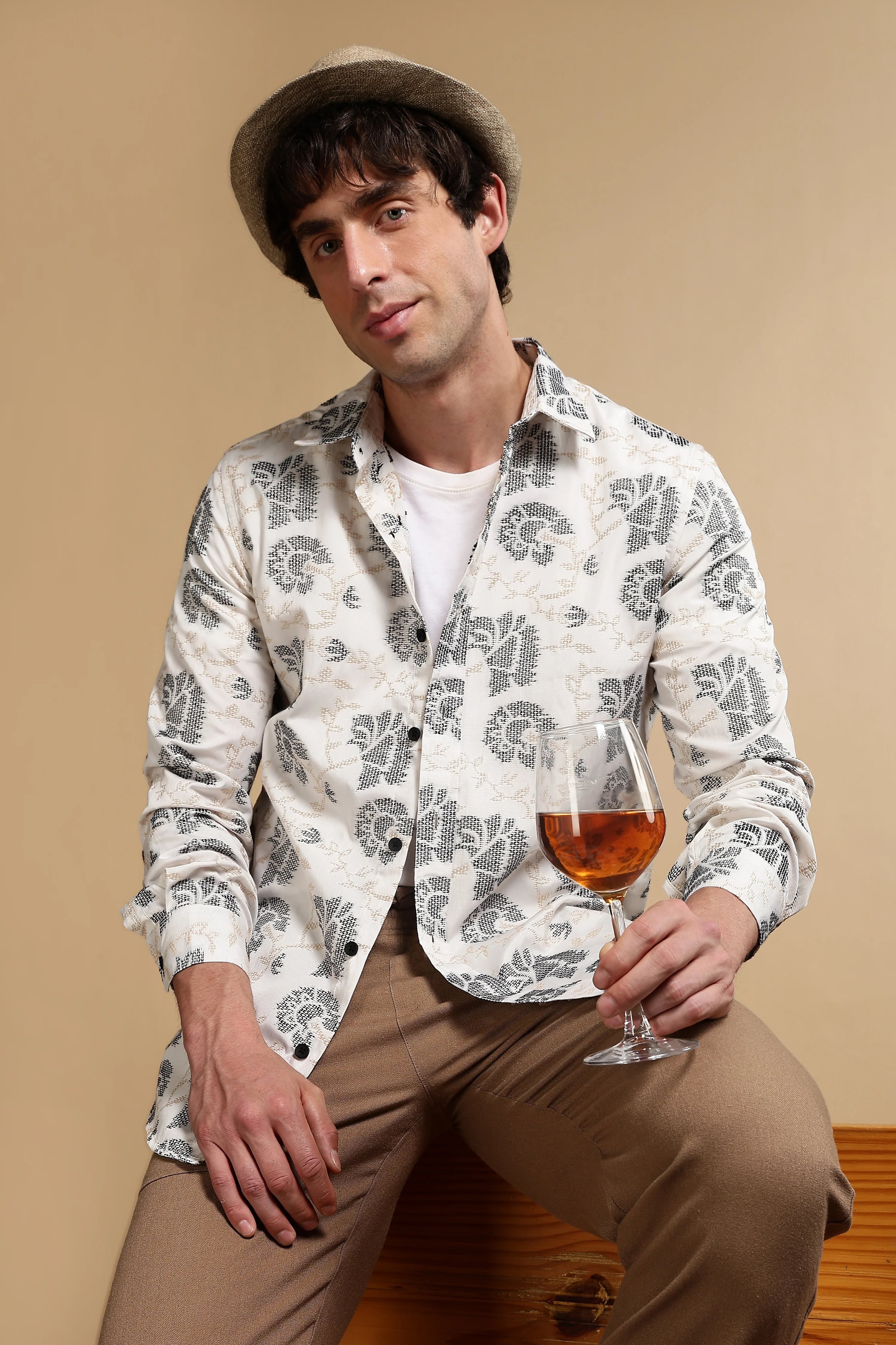 Men White Poly Cotton Slim Fit Shirt - Image 9