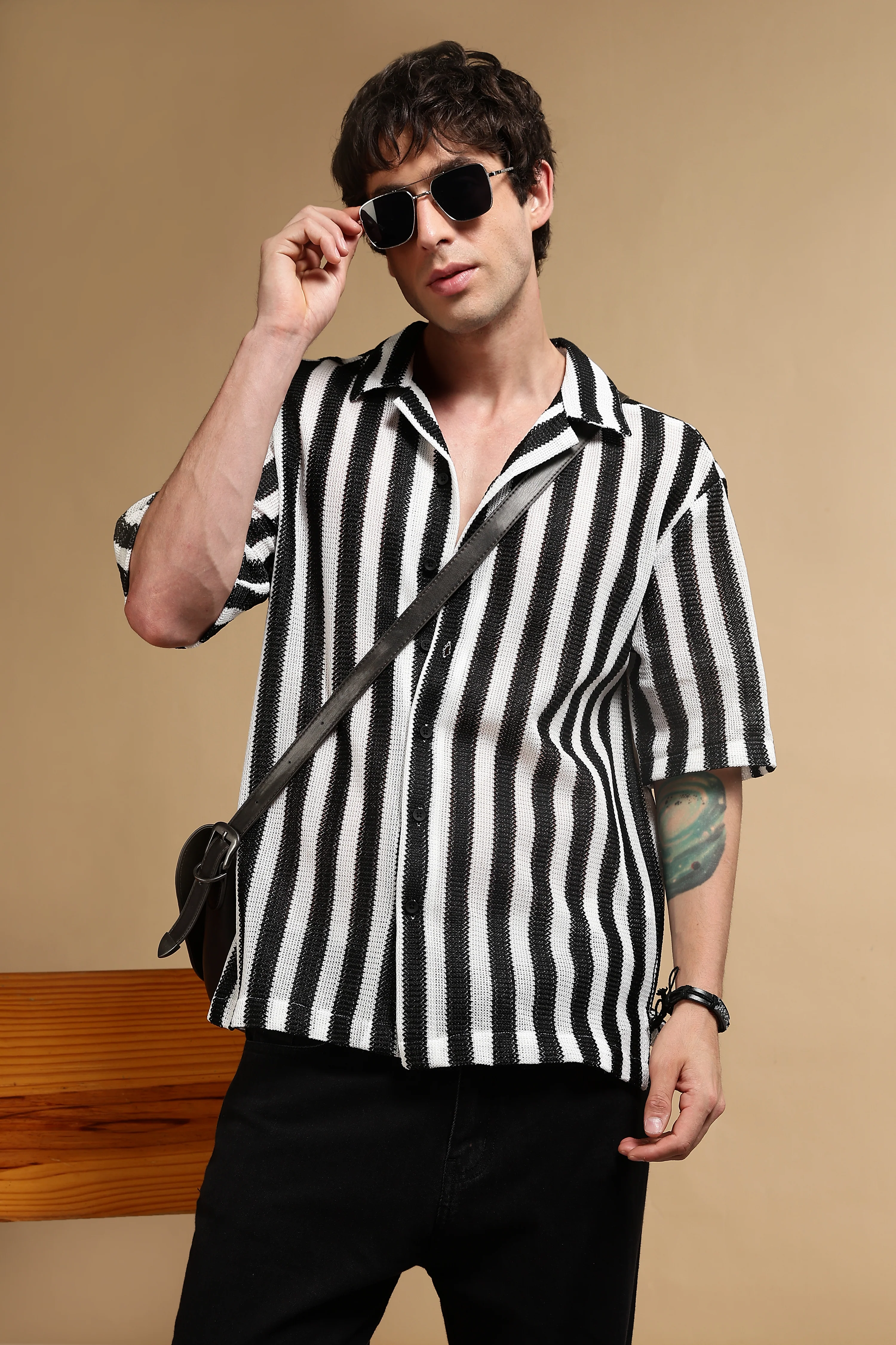 Men White Polyester Croatia Striped Shirt - Image 10