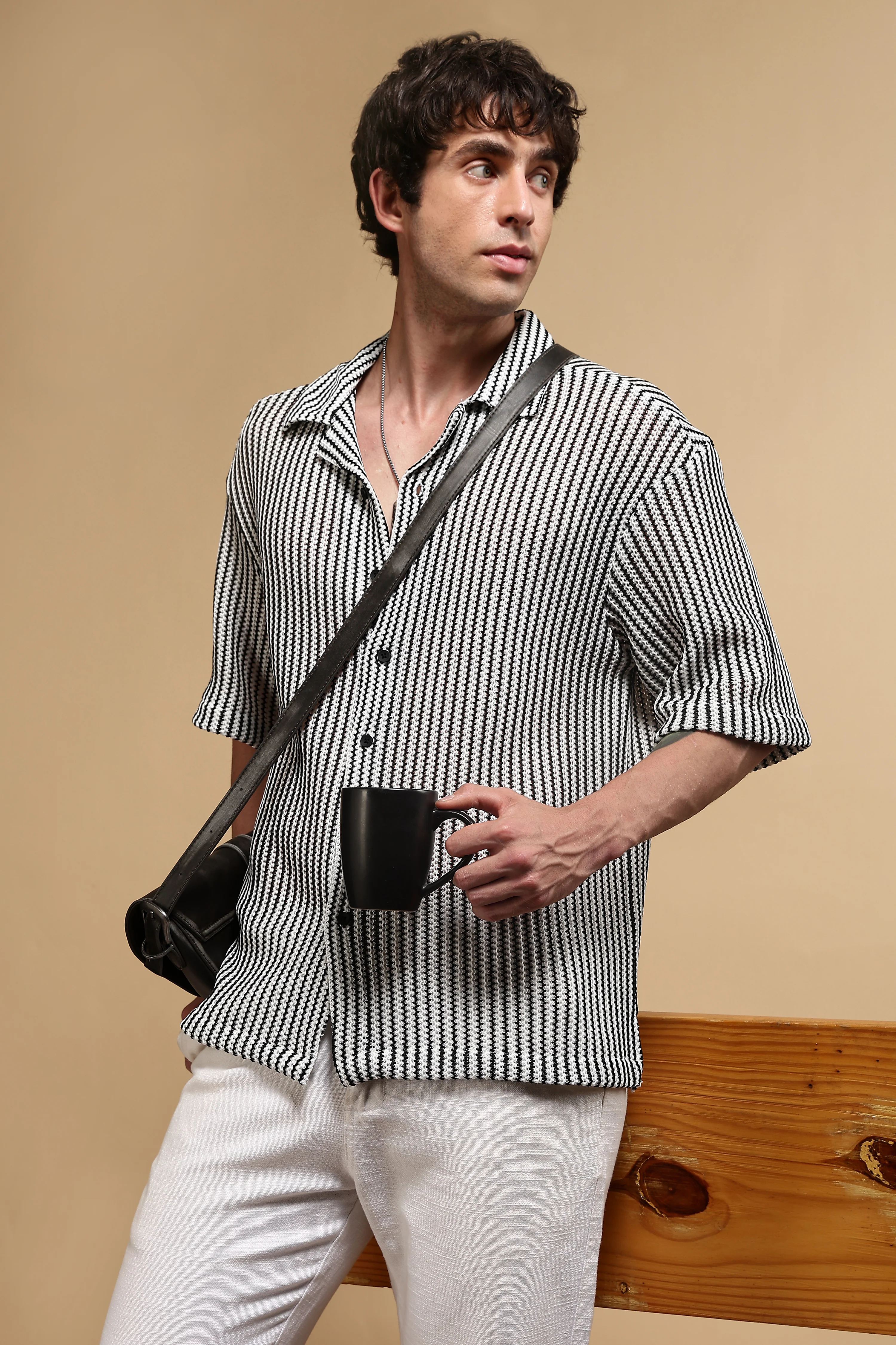 Men White Polyester Relaxed Fit Shirt - Image 10