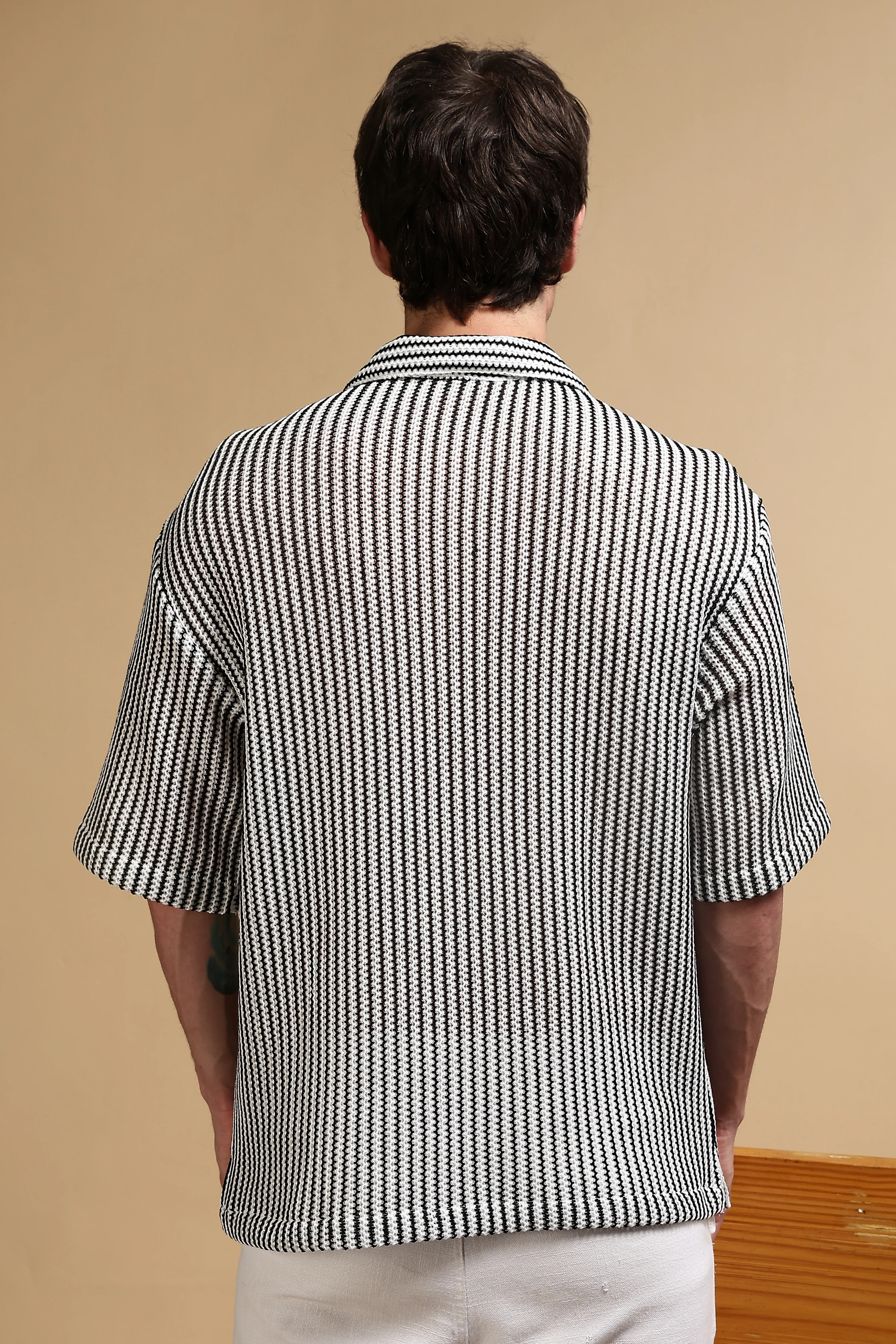 Men White Polyester Relaxed Fit Shirt - Image 4