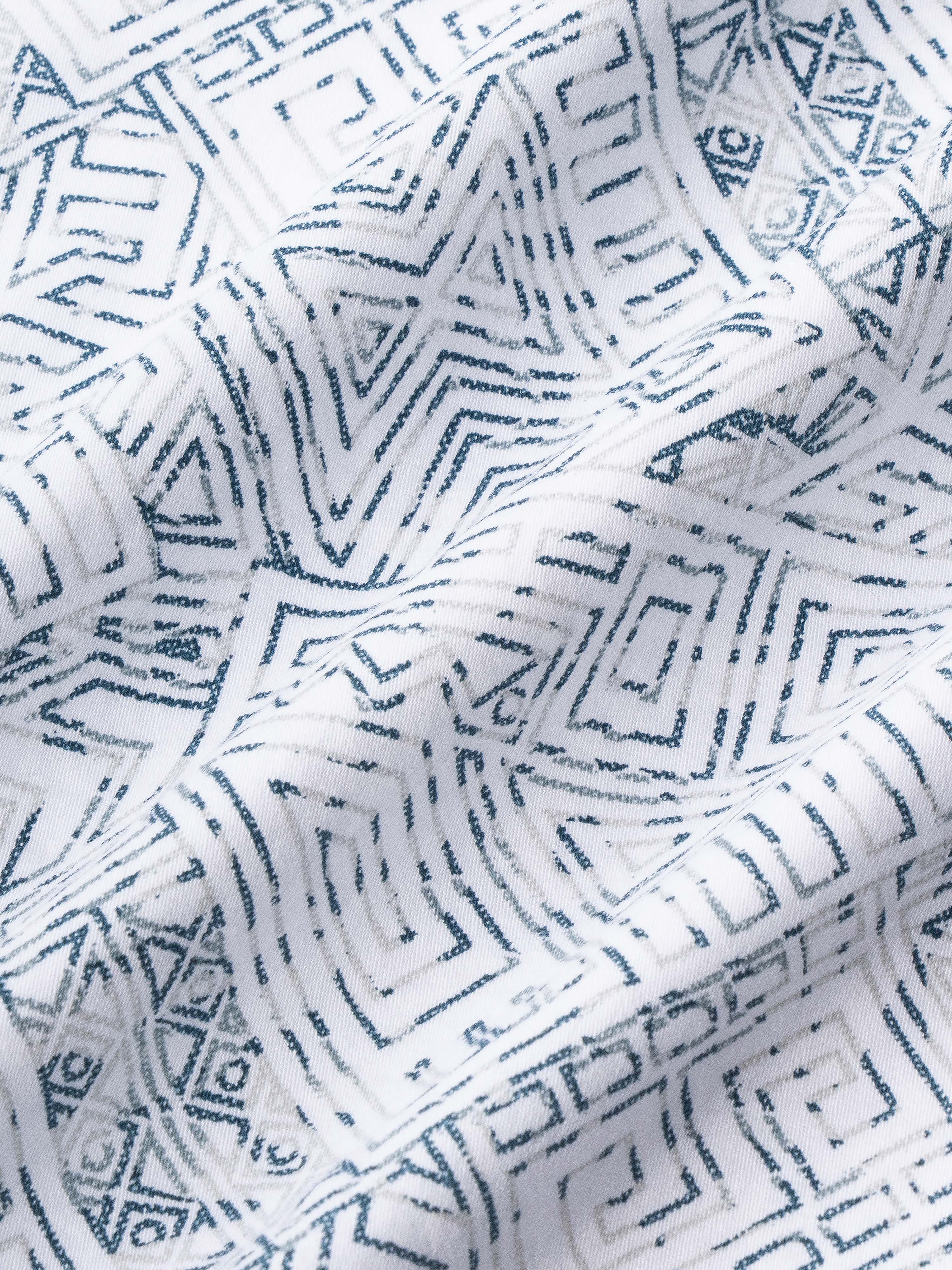 Men White Printed Shirt - Image 7