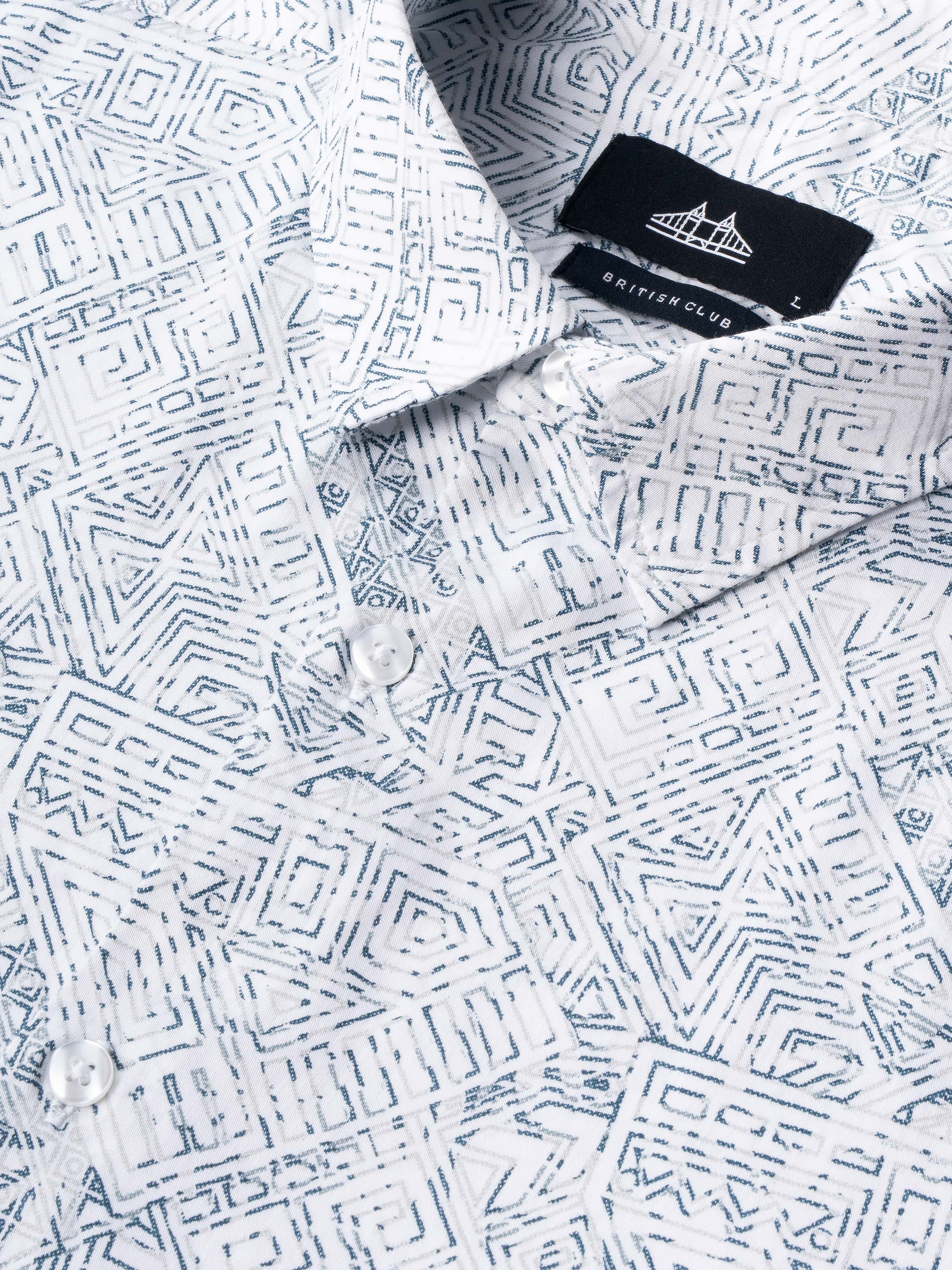 Men White Printed Shirt - Image 8