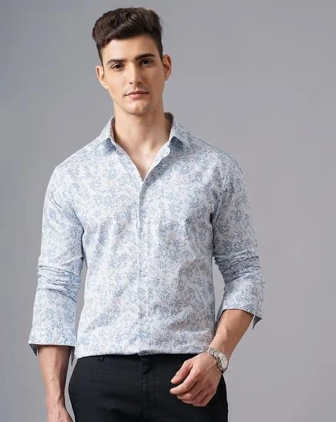 Men White Printed Shirt - Image 2
