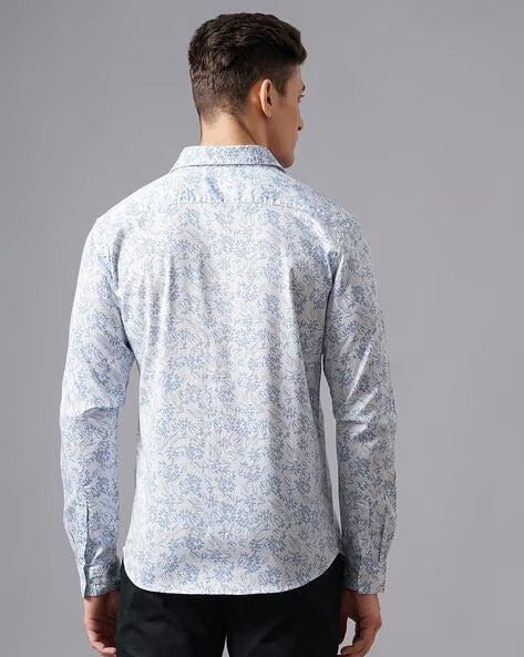Men White Printed Shirt - Image 3