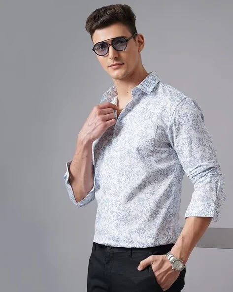 Men White Printed Shirt - Image 6