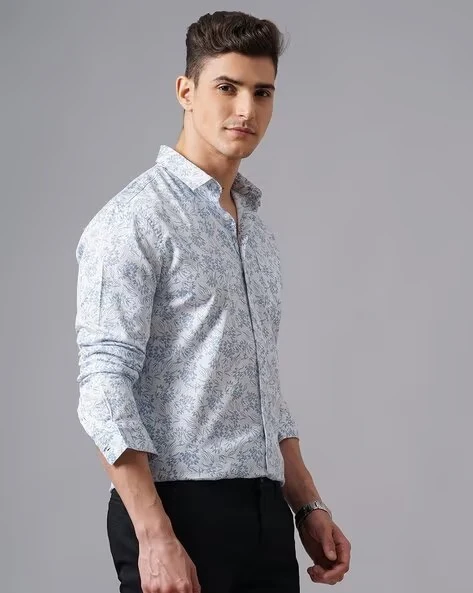 Men White Printed Shirt - Image 7