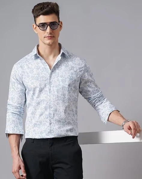 Men White Printed Shirt - Image 9