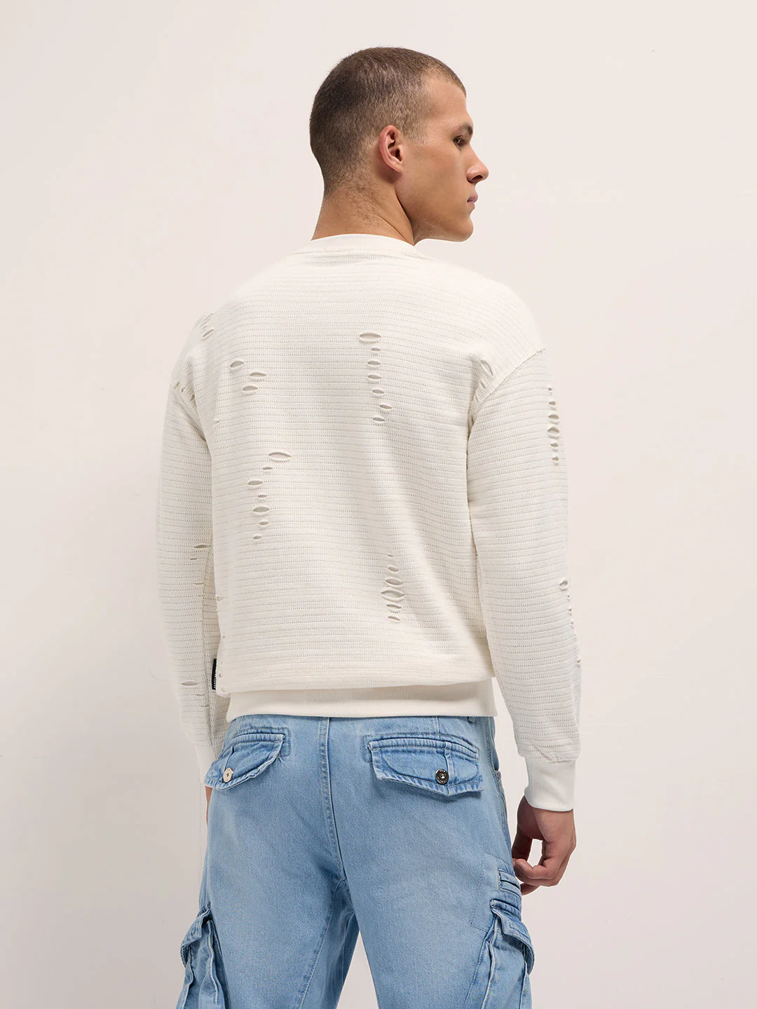 Men White Regular Fit Crew Neck T-Shirt - Image 2