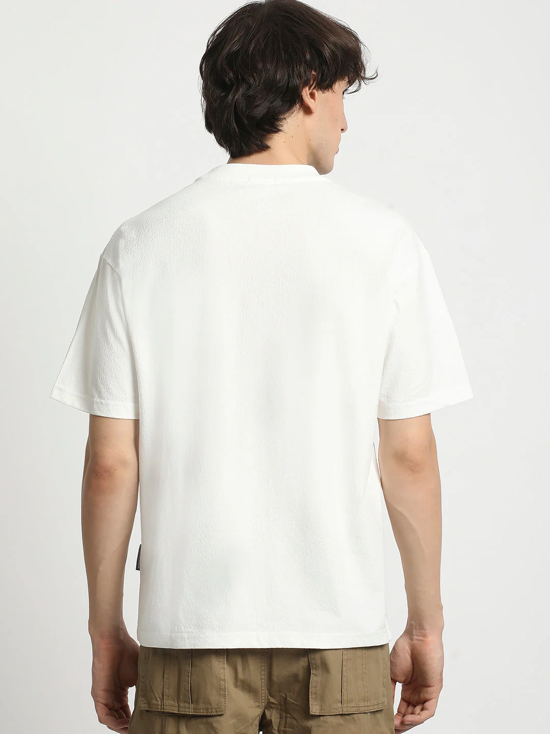 Men  White Regular Fit Crew Neck T-Shirt - Image 4