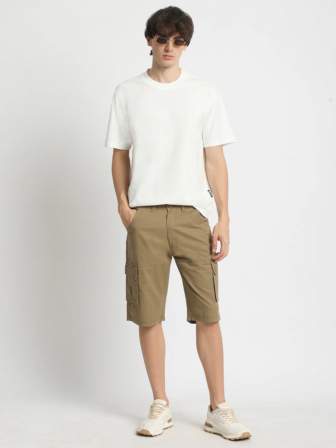 Men  White Regular Fit Crew Neck T-Shirt - Image 5