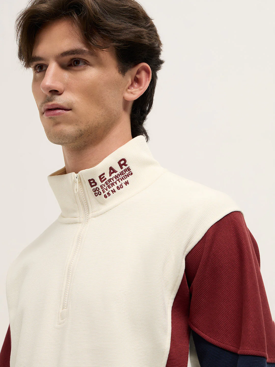 Men White Regular Fit High Neck T-Shirt - Image 5