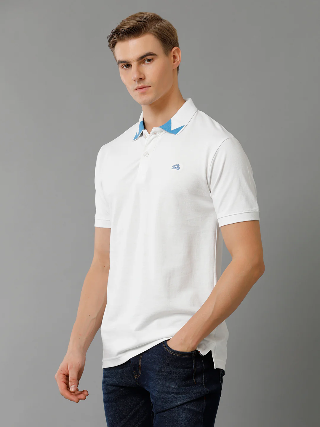 Men White Regular Fit Polo T-Shirt - Image 3