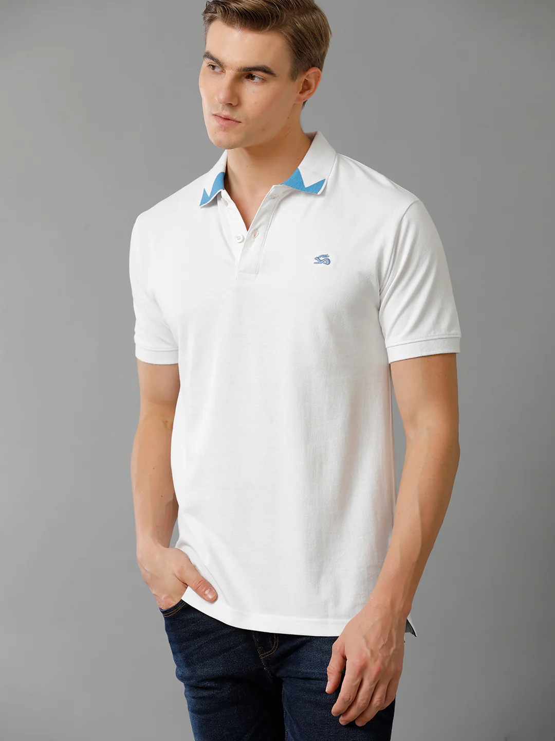 Men White Regular Fit Polo T-Shirt - Image 6