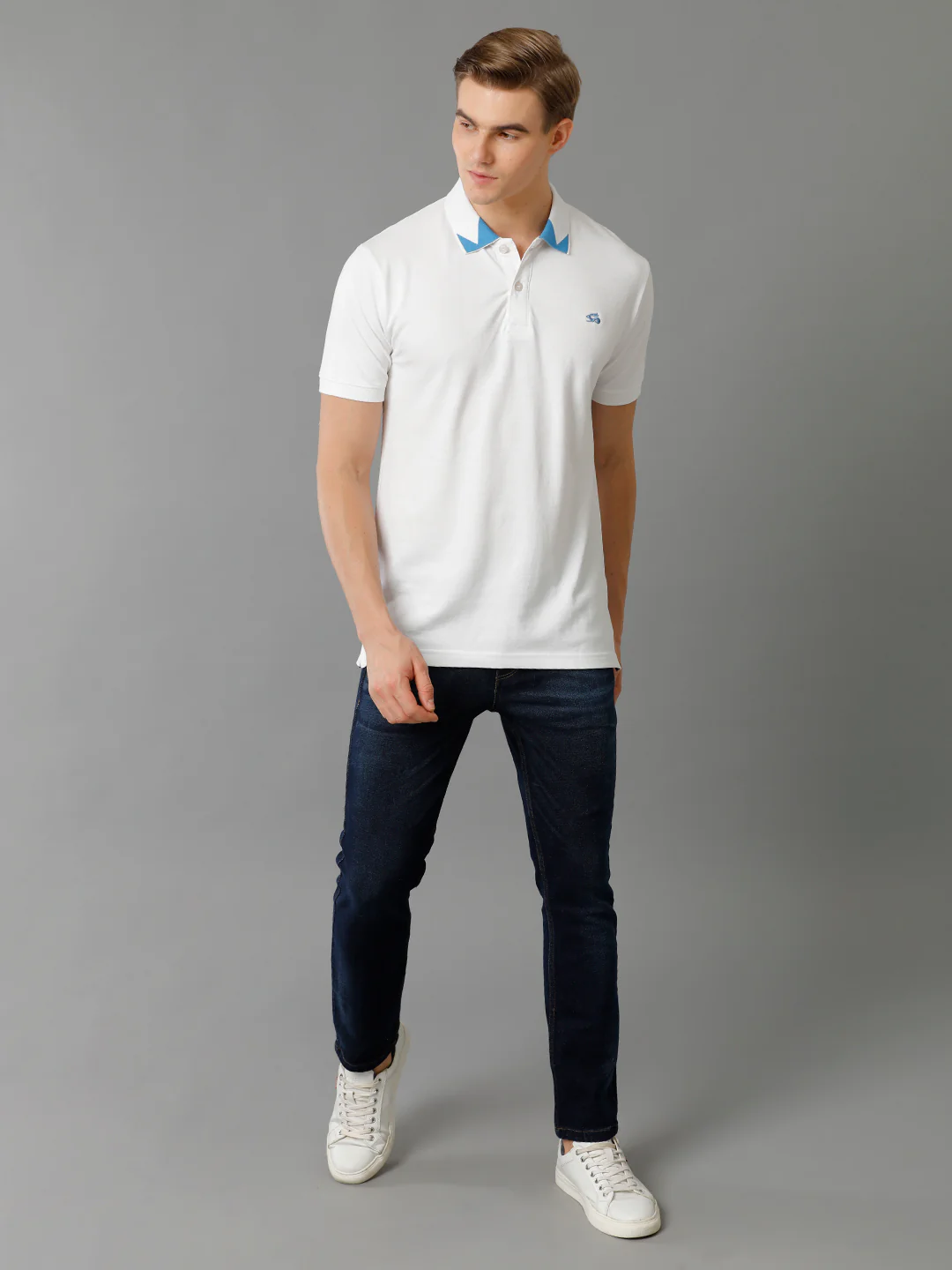 Men White Regular Fit Polo T-Shirt - Image 7