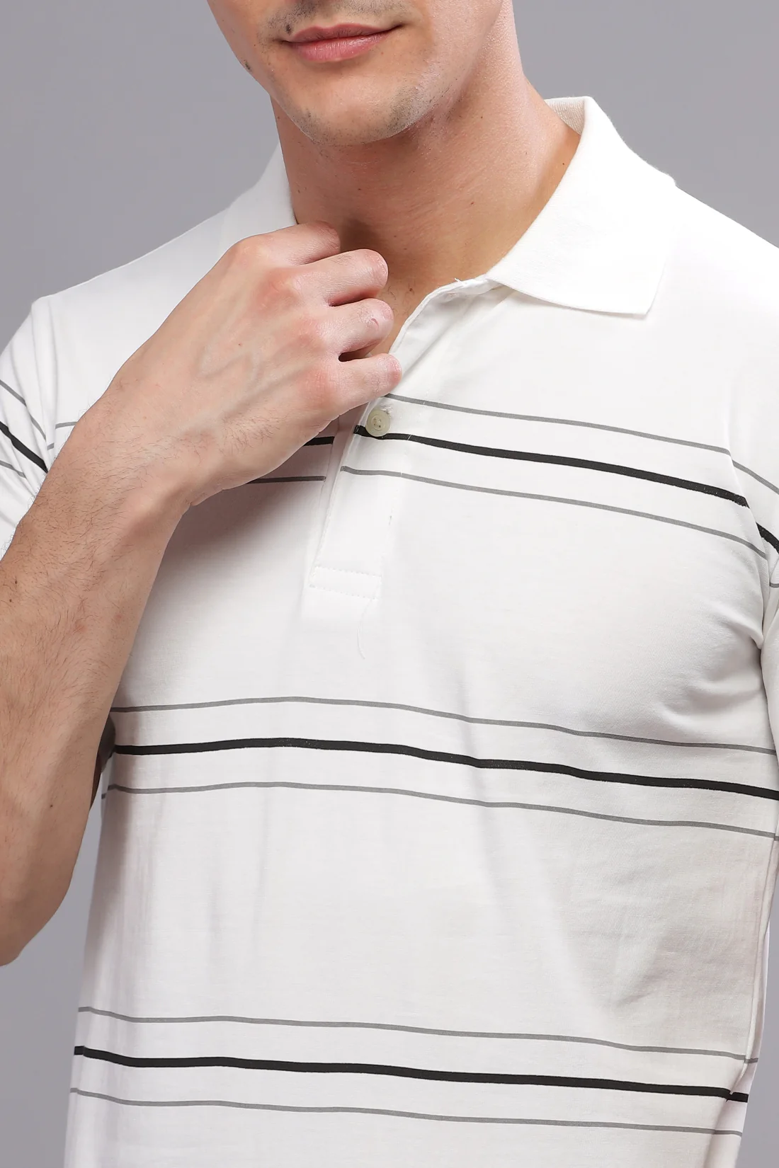 Men White Regular Fit Polo T-Shirt - Image 4