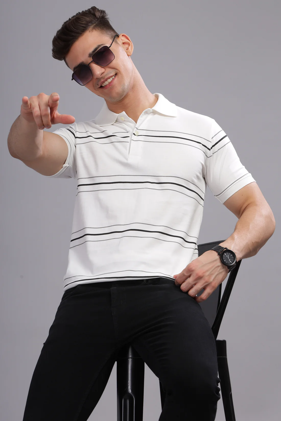Men White Regular Fit Polo T-Shirt - Image 6