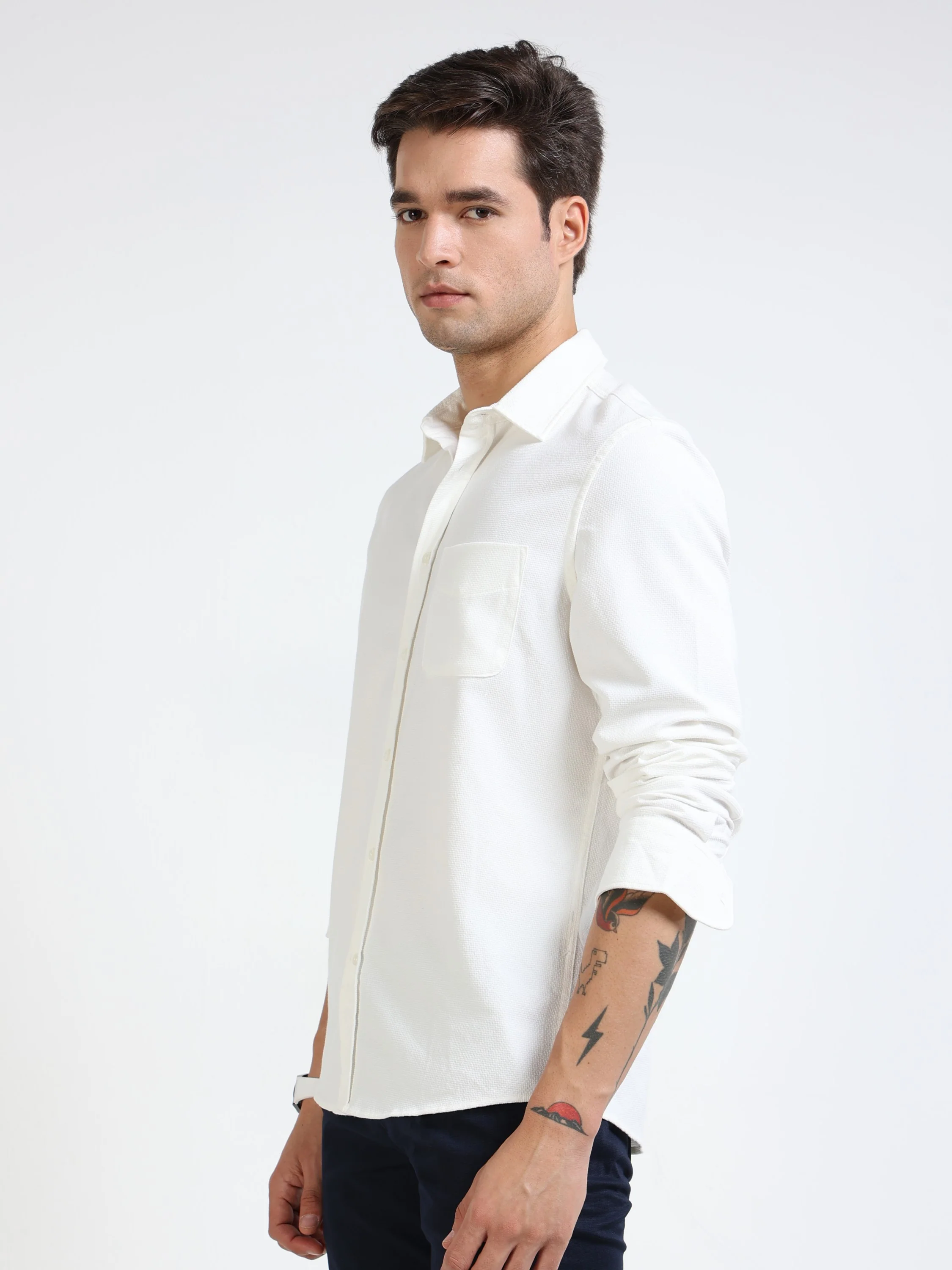 Men White Regular Fit Shirt - Image 3