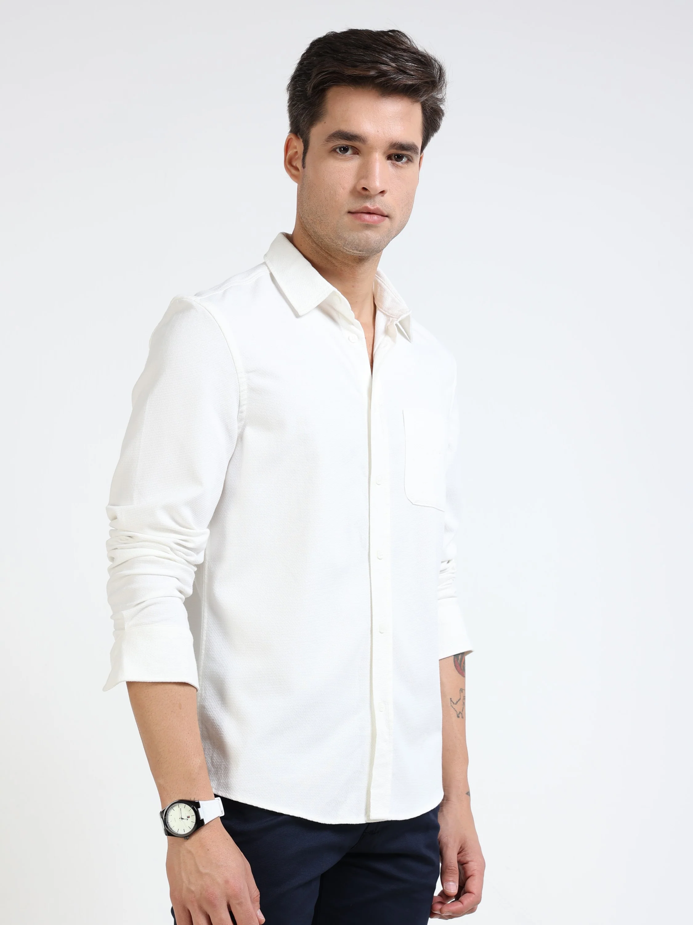 Men White Regular Fit Shirt - Image 5