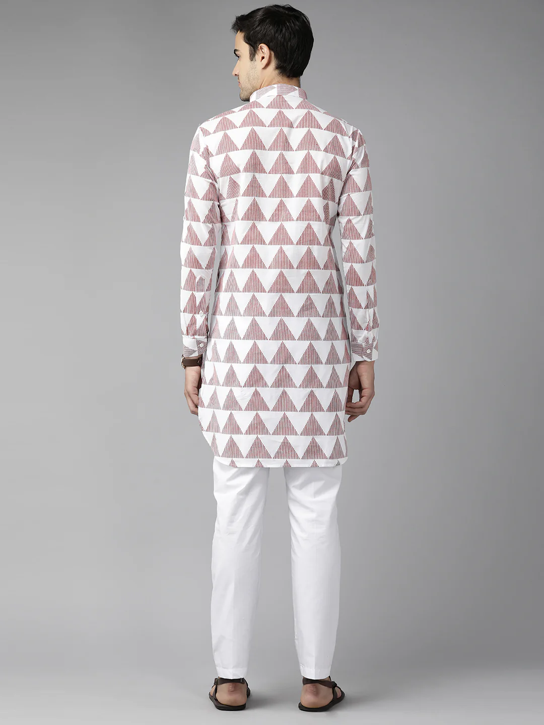 Men White Regular Pure Cotton Pathani Printed Men'S Kurta - Image 2
