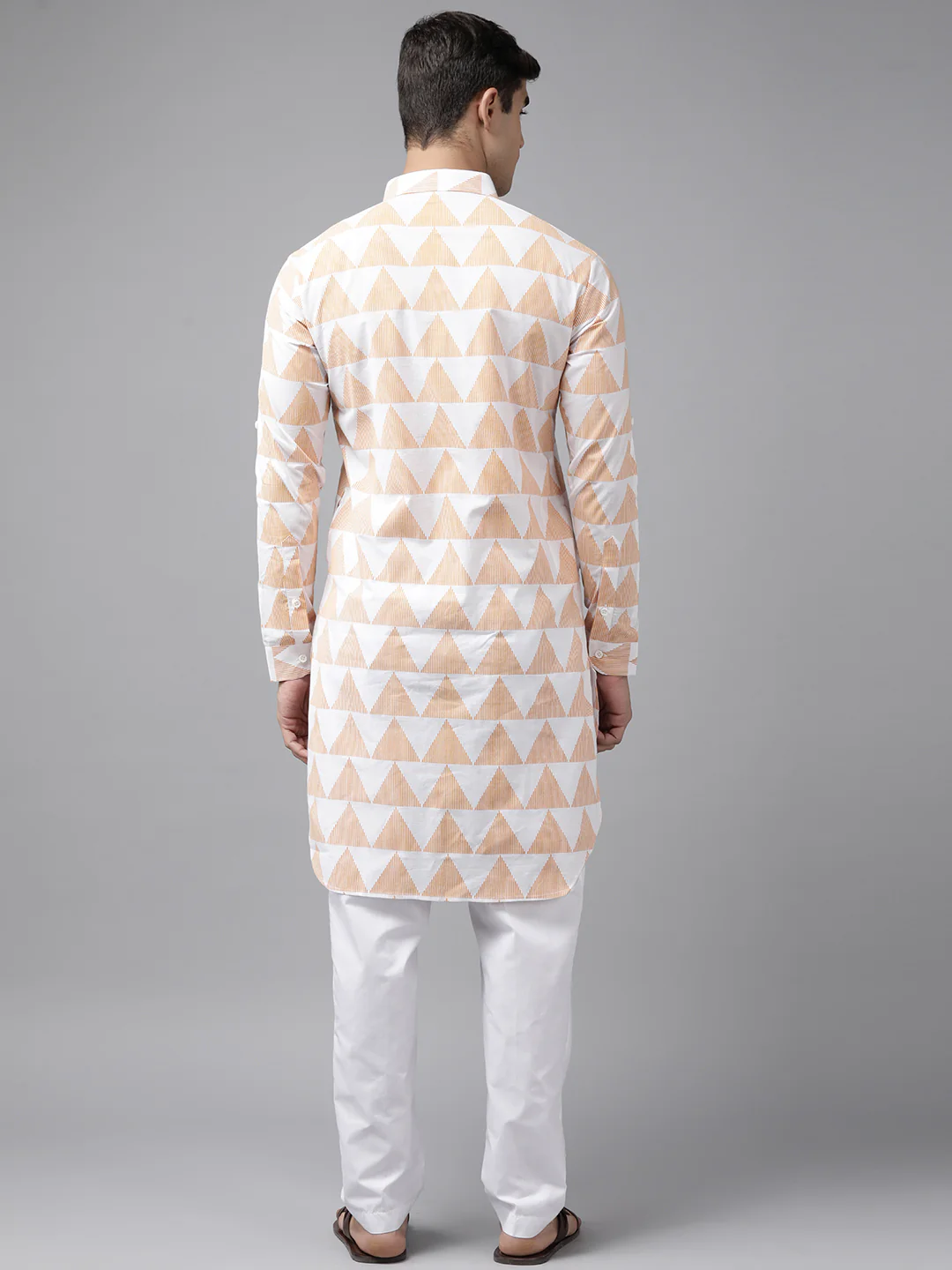 Men White Regular Pure Cotton Pathani Printed Men'S Kurta - Image 3