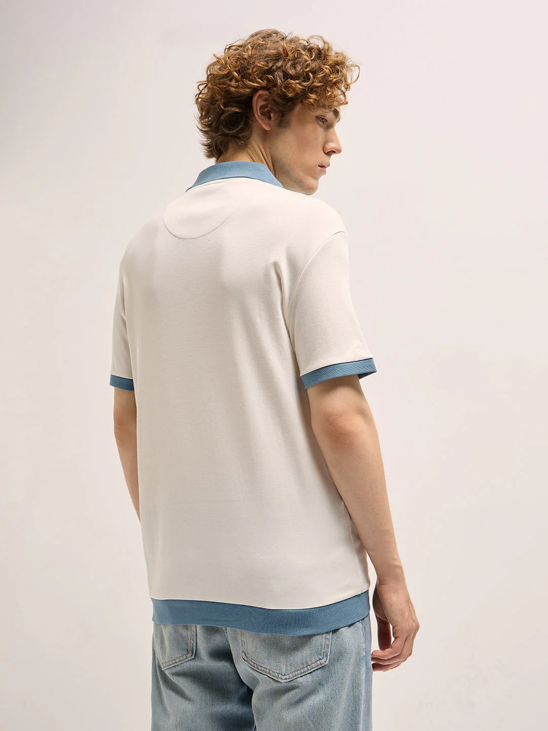 Men White Relax Fit Polo T-shirt - Image 2