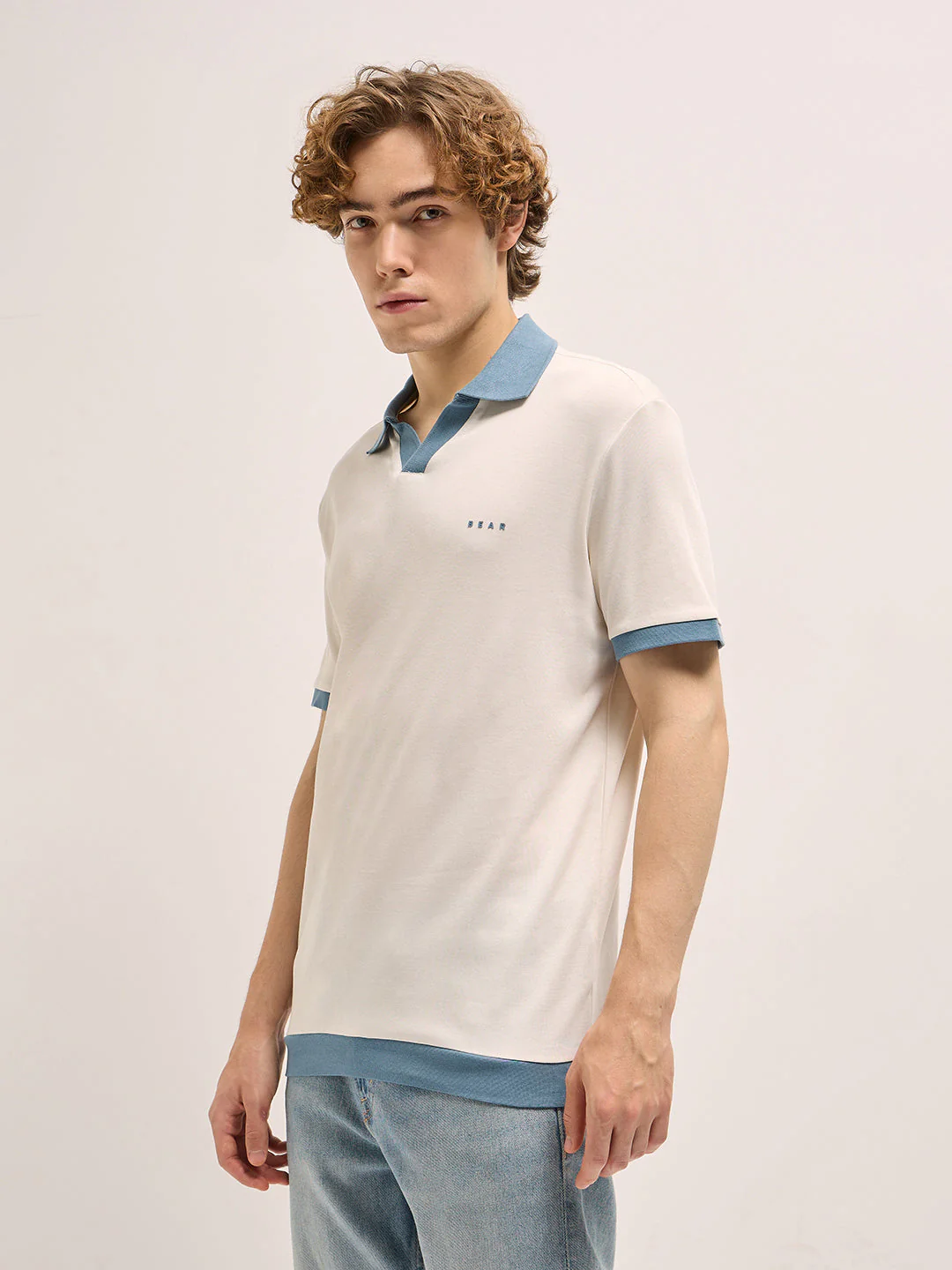 Men White Relax Fit Polo T-shirt - Image 3