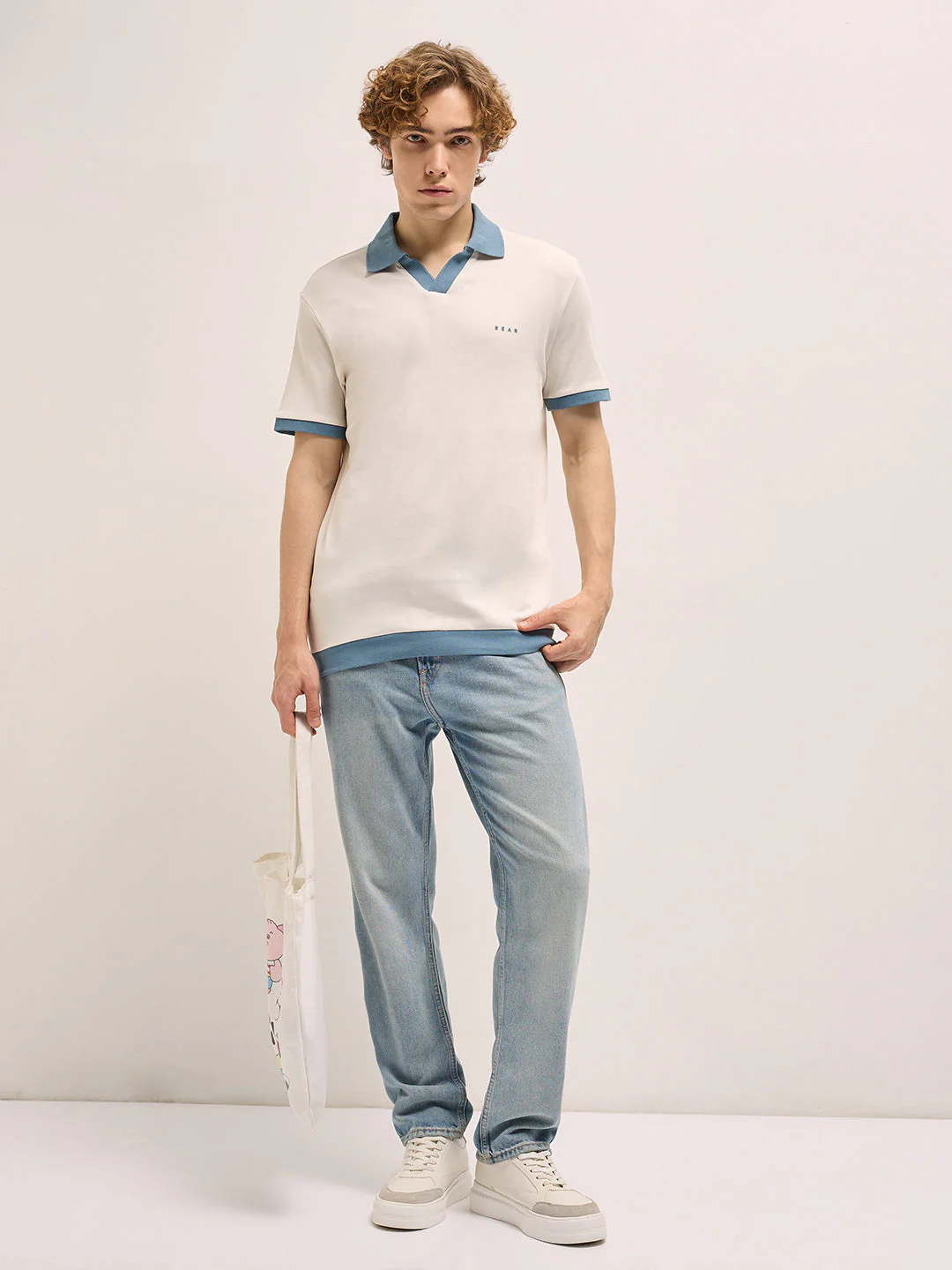 Men White Relax Fit Polo T-shirt - Image 4