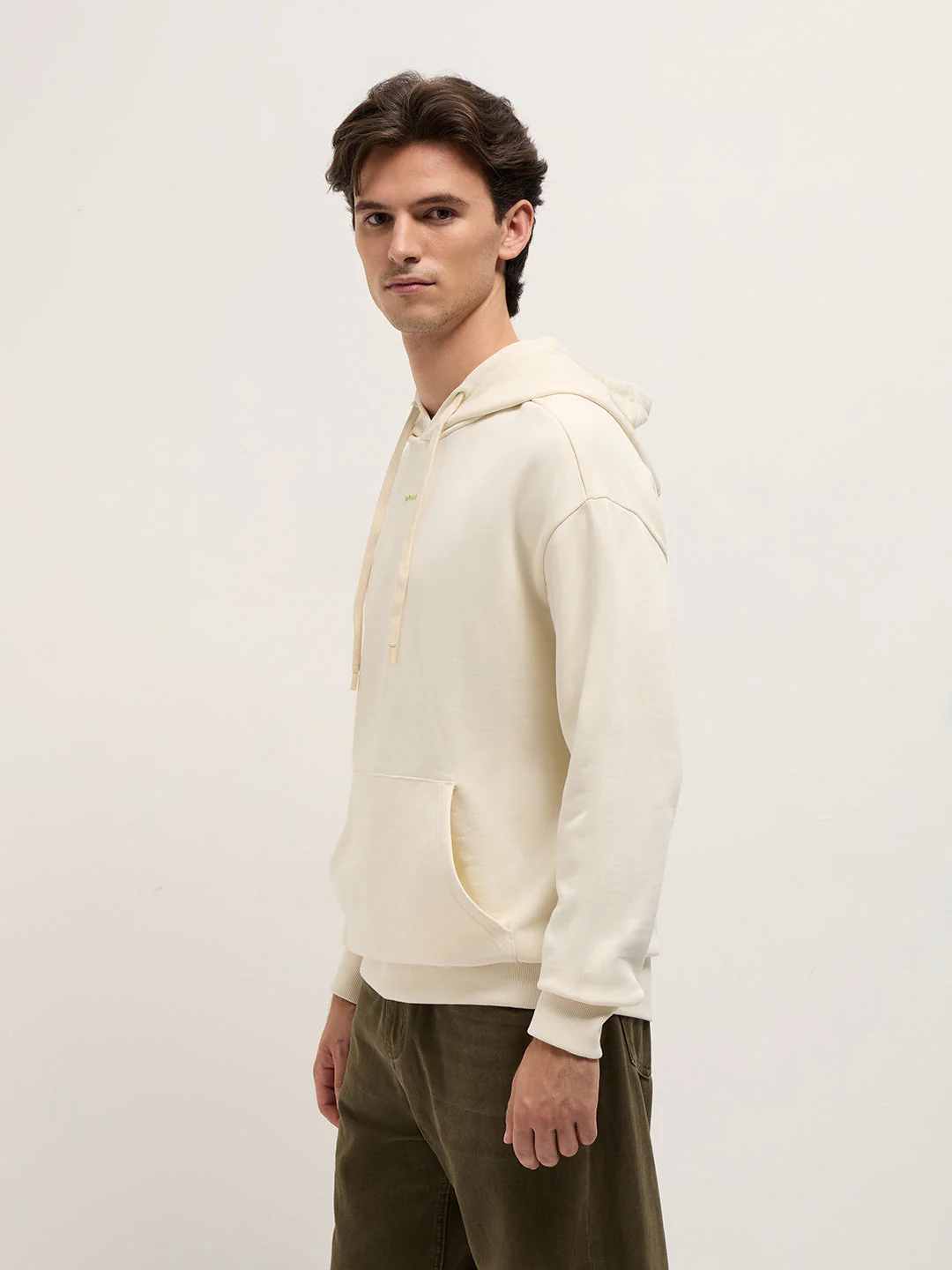Men White Relaxed Fit Hoodie - Image 2