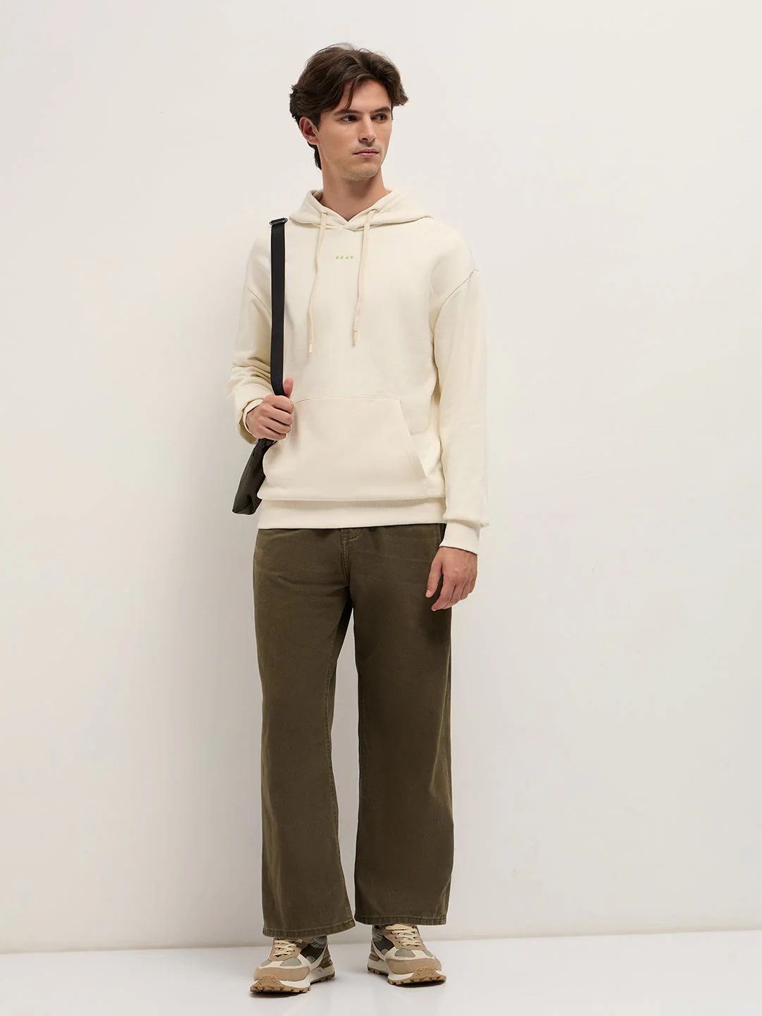 Men White Relaxed Fit Hoodie - Image 4