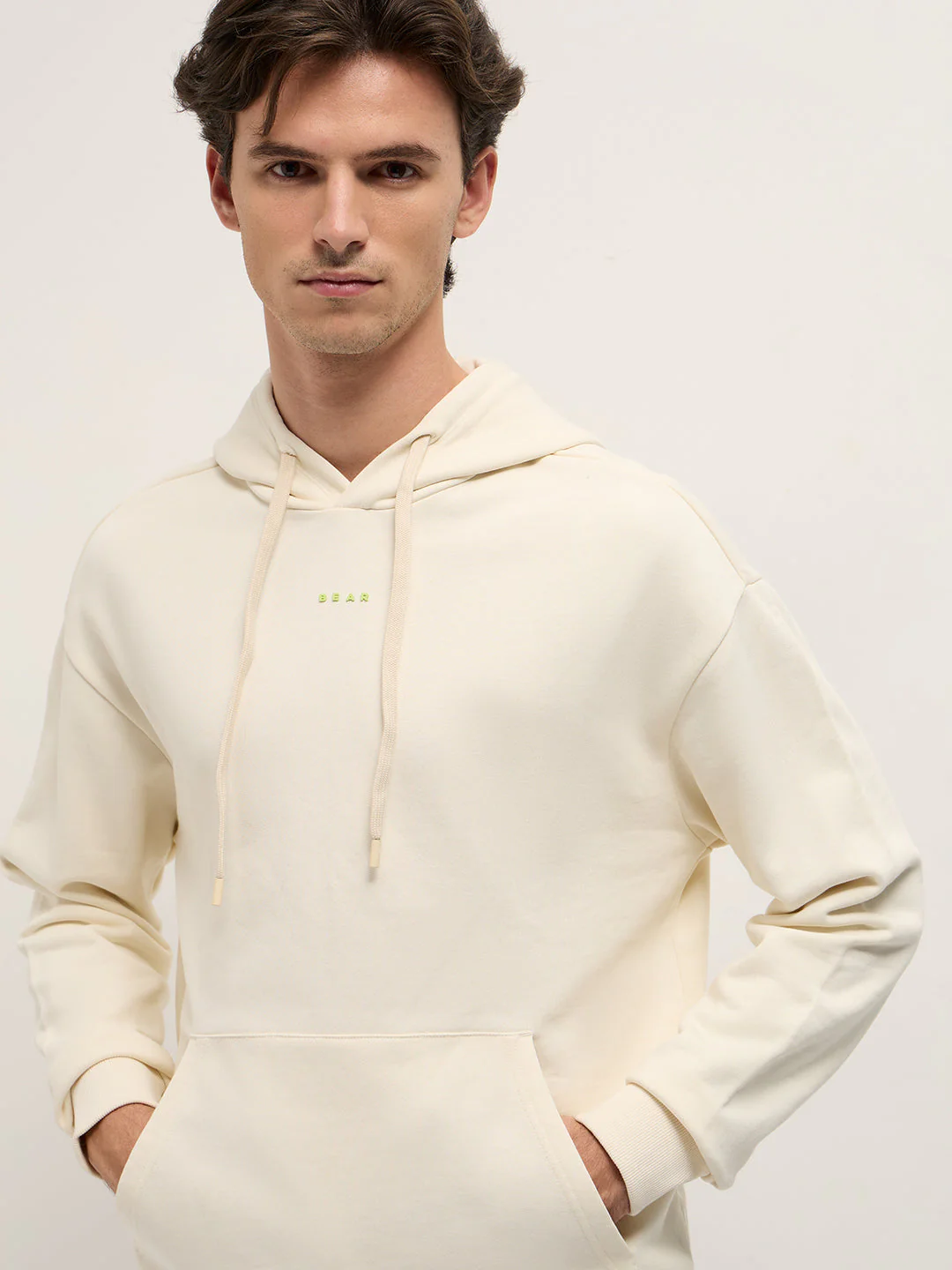 Men White Relaxed Fit Hoodie - Image 5